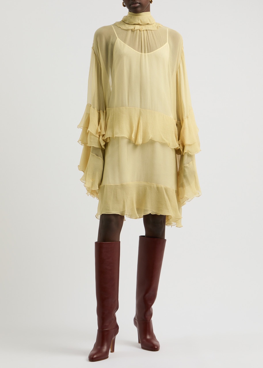 Chloe Ruffled Silk-georgette Mini Dress - 4