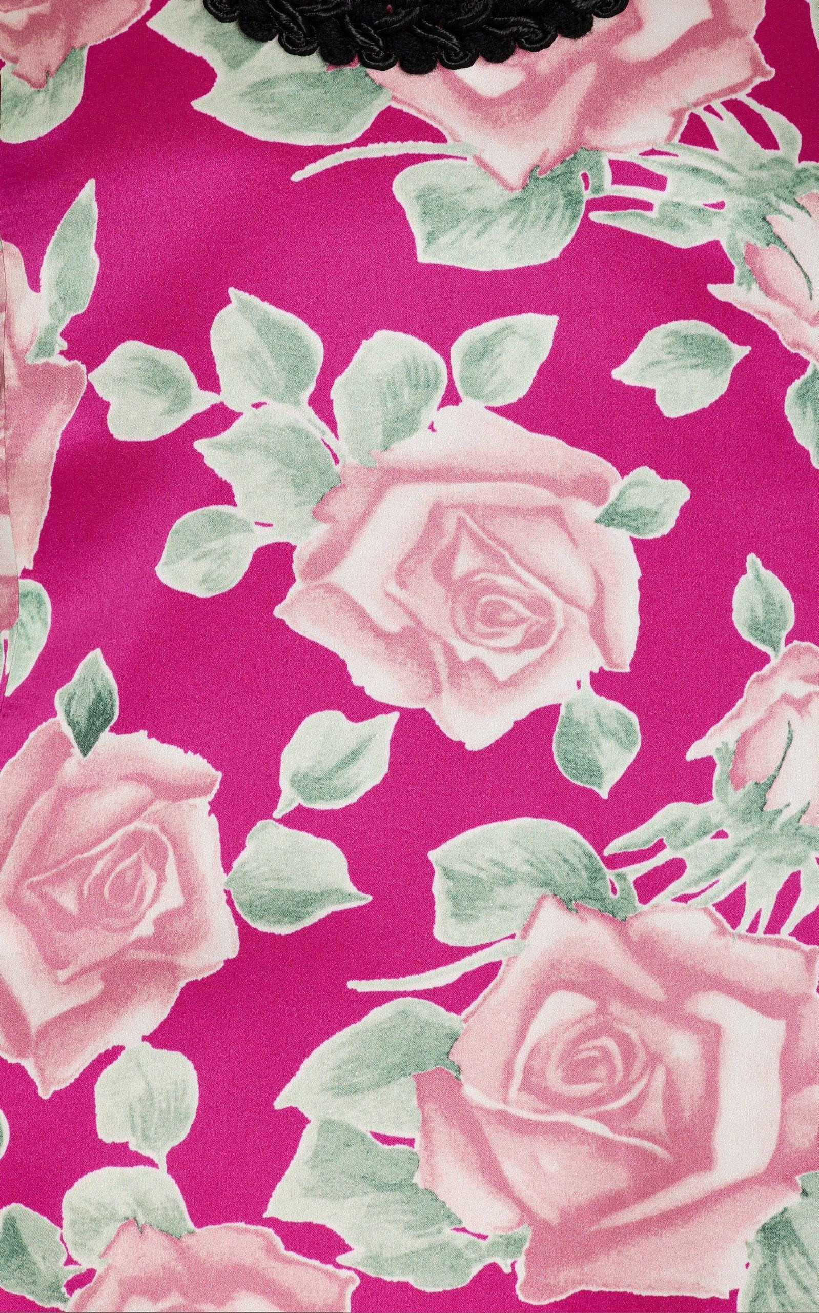 Rose-Print Silk Satin Mini Dress - 7