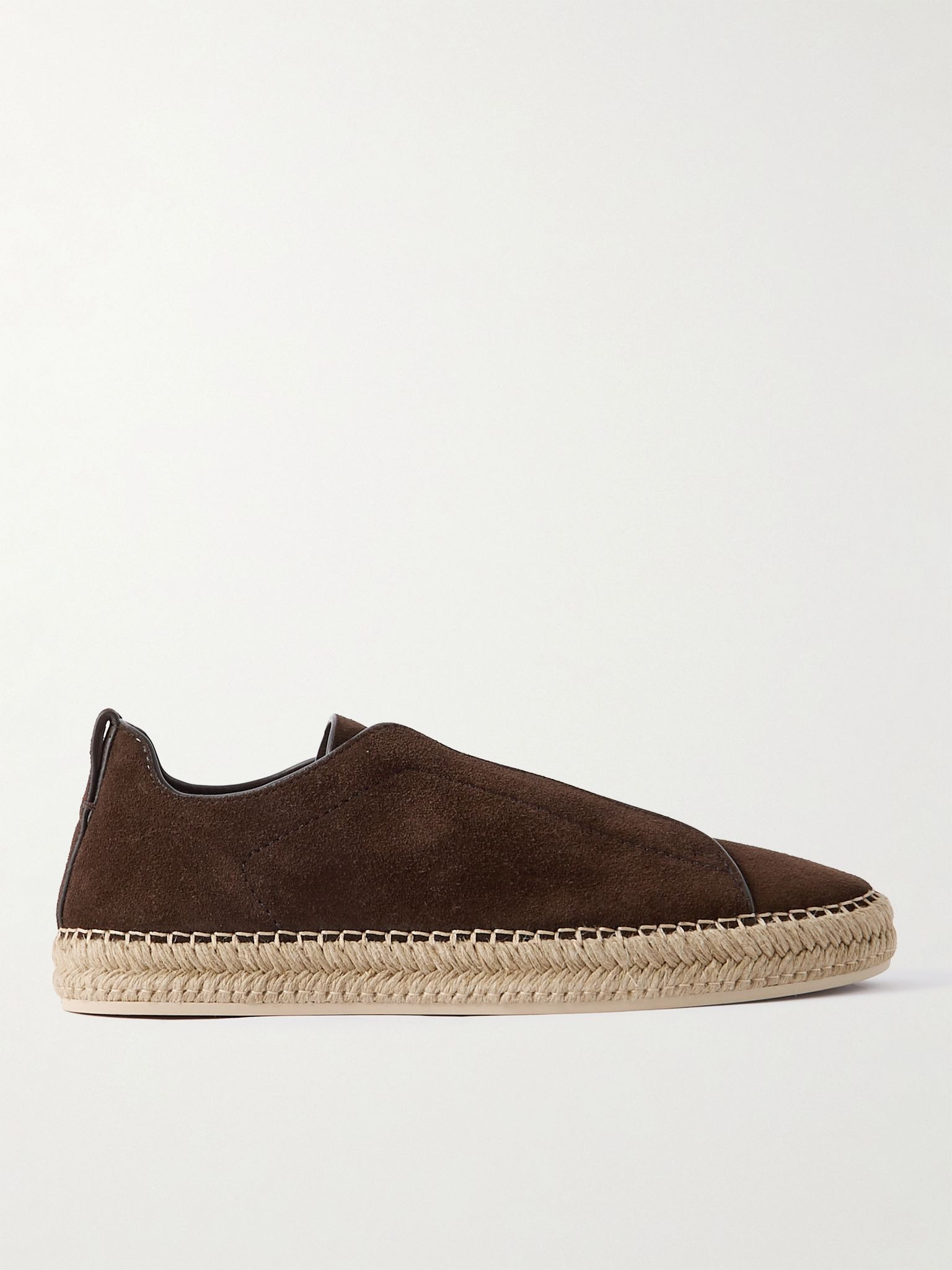 Triple Stitch™ Leather-Trimmed Suede Slip-On Sneakers Dark brown - 1