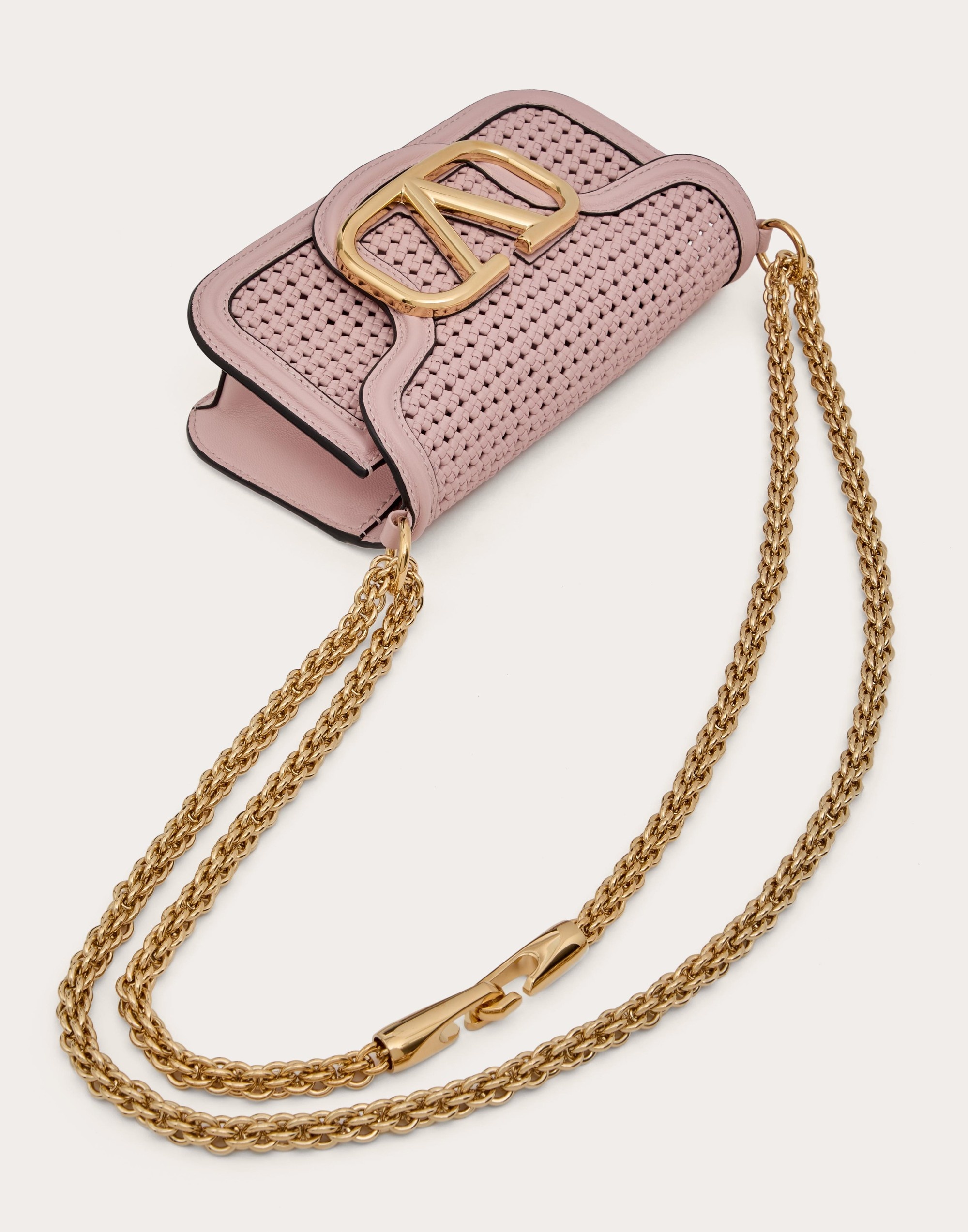VALENTINO GARAVANI LOCÒ SMALL WOVEN LEATHER SHOULDER BAG - 6