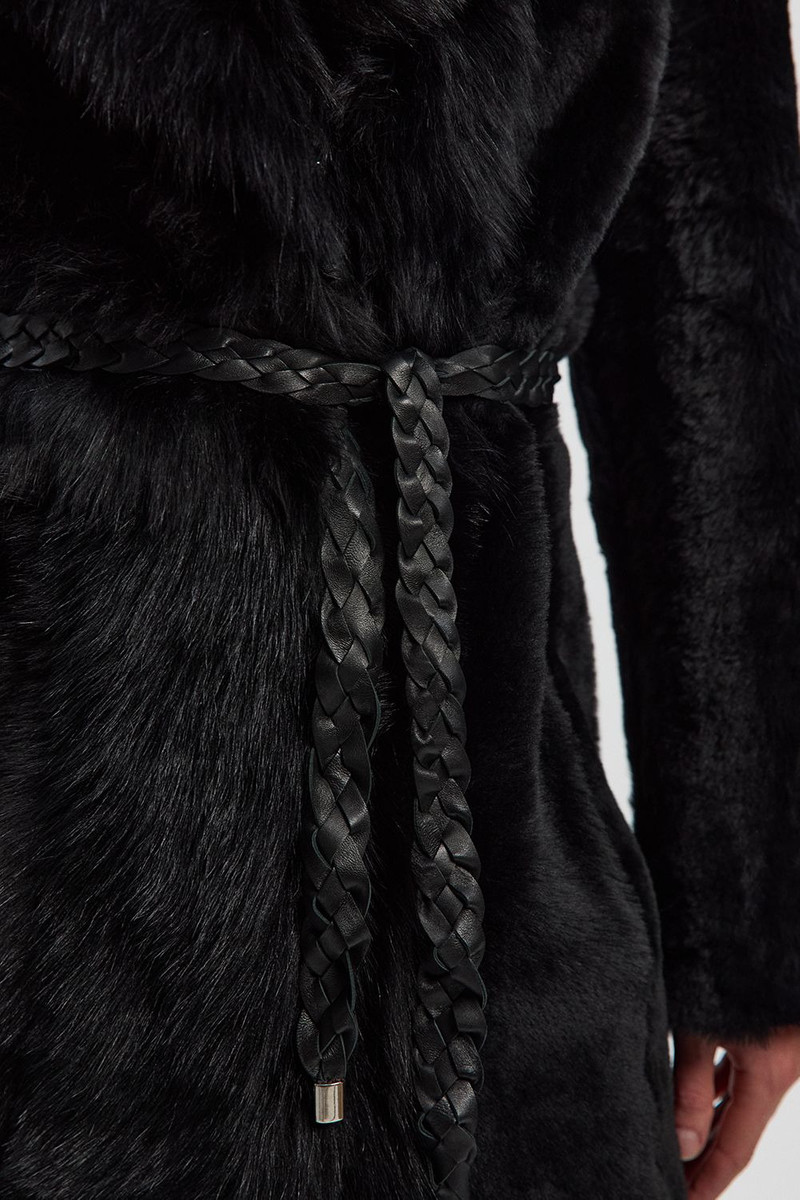 Reversible Shearling & Leather Belted Maxi Coat 3