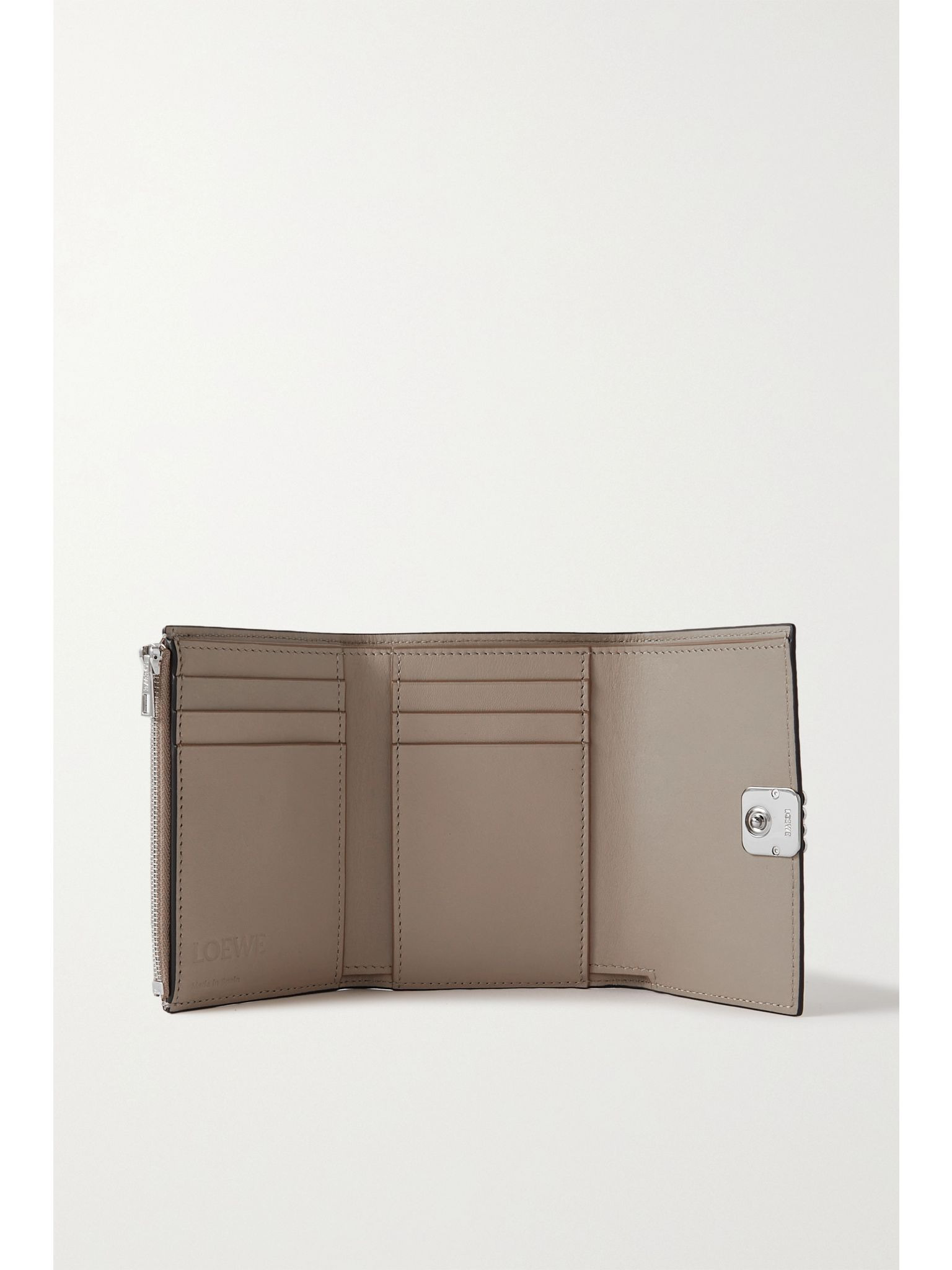 Anagram textured-leather wallet Beige - 5