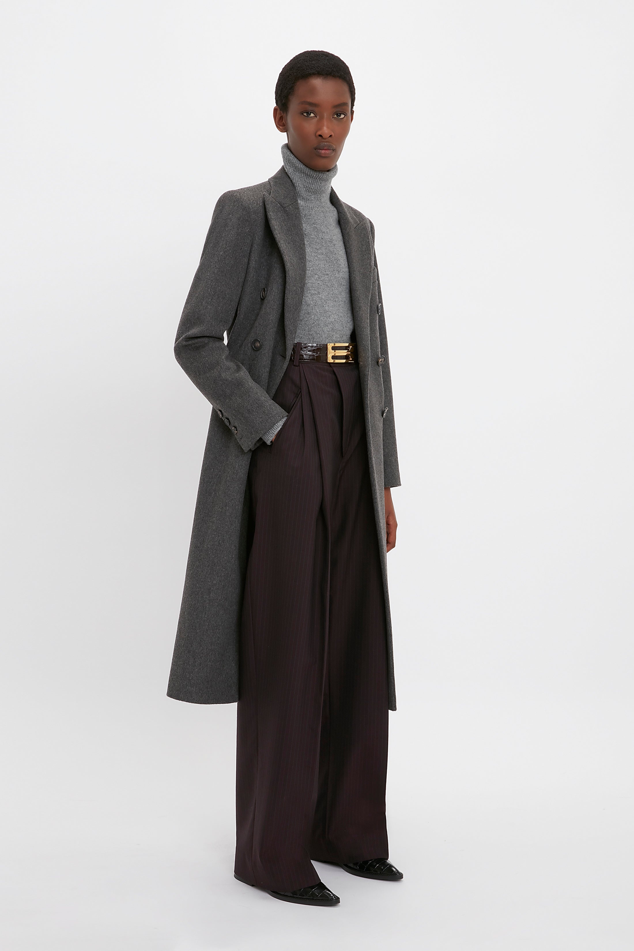 Tailored Slim Coat In Grey Melange - 3
