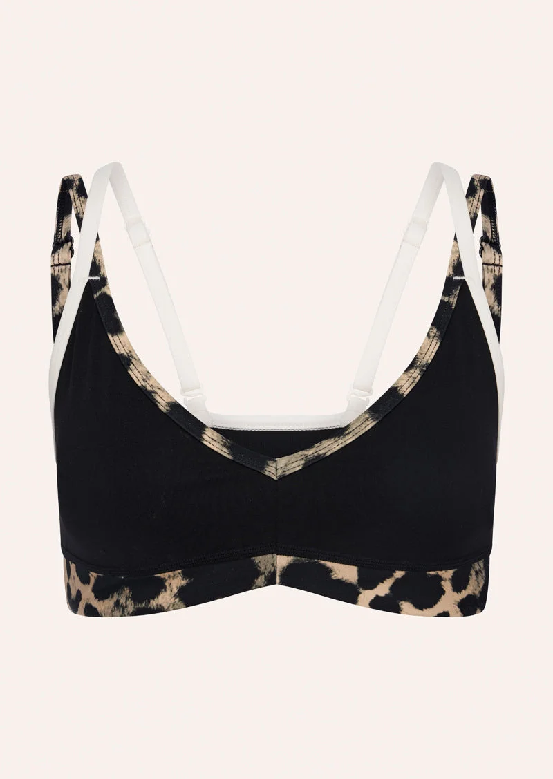 PARAMOUNT SPORTS BRA IN BLACK & LEOPARD - 1