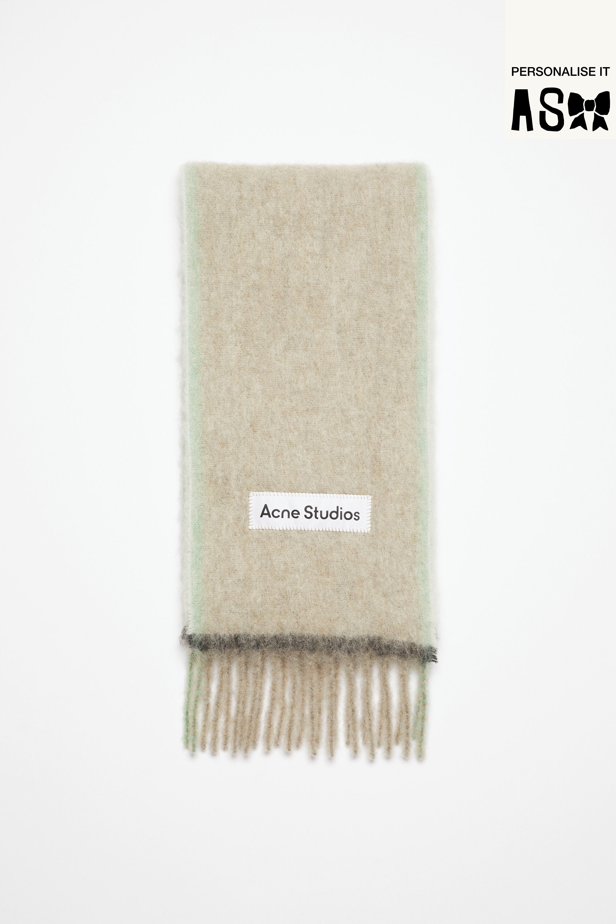Wool mohair scarf - Narrow - Beige/grey - 1
