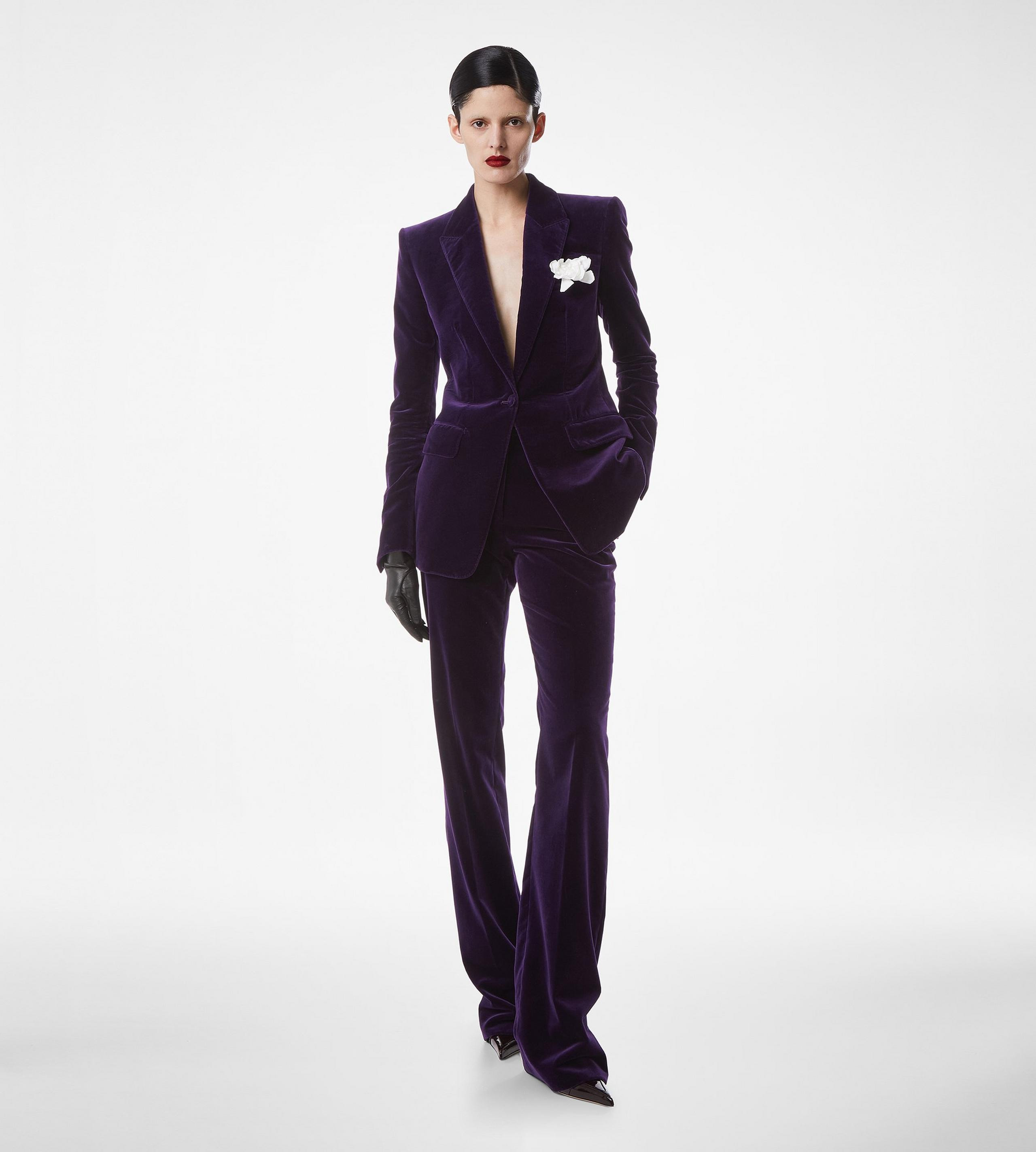 COTTON VELVET TAILORED STRAIGHT PANTS - 3