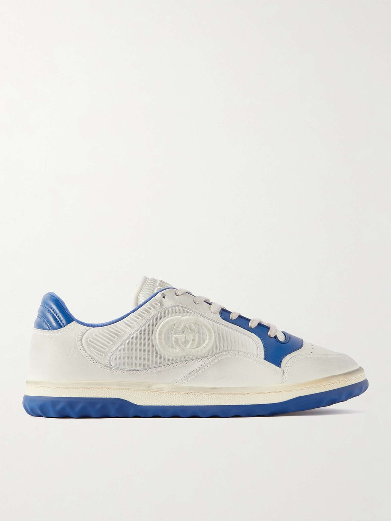 Mac80 Logo-Embroidered Leather and Mesh Sneakers - 1