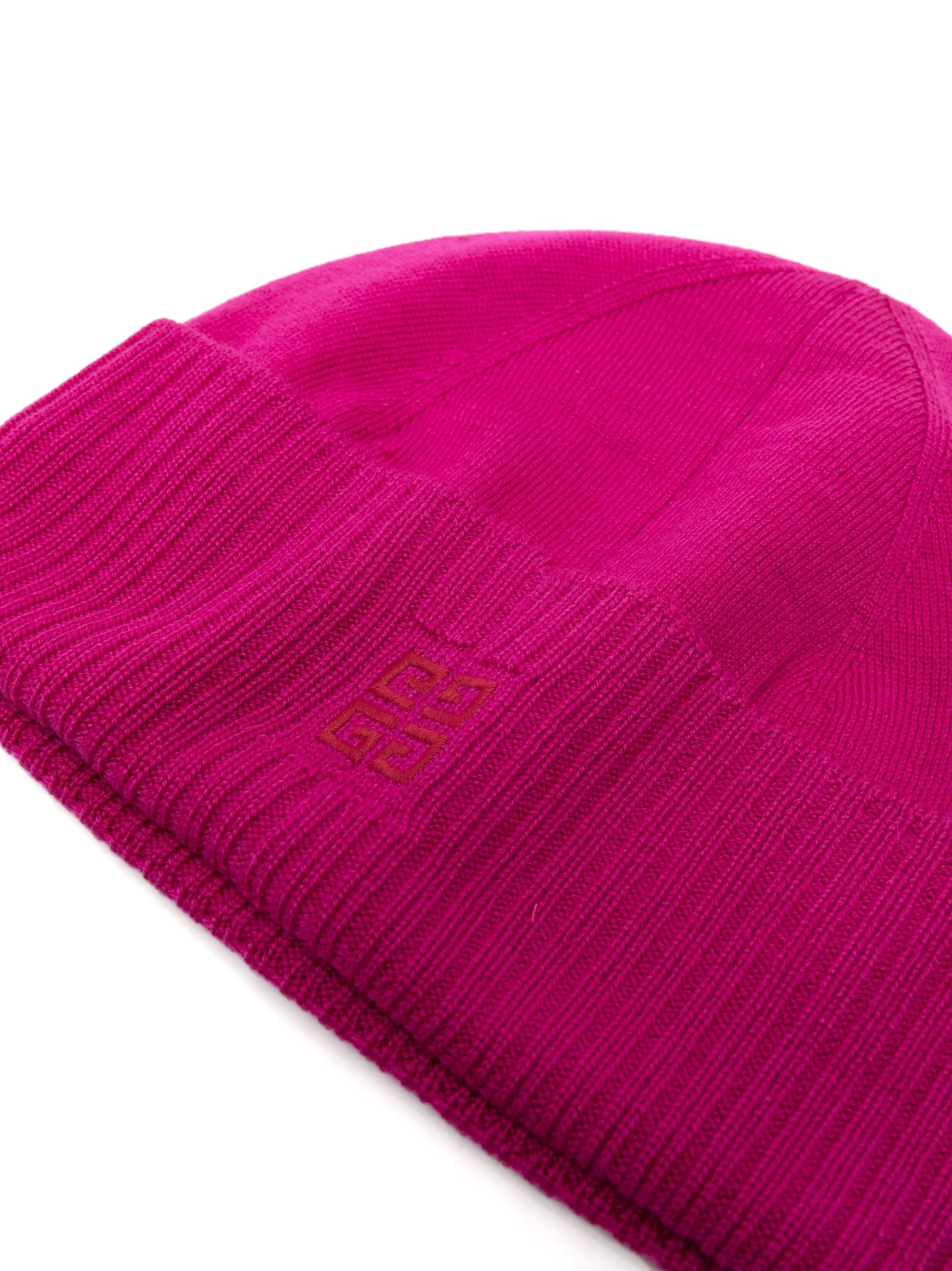 Pink 4G-Embroidered Beanie Hat - 2