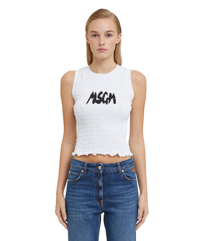MSGM Jersey sleeveless top with embossed new brushstroke logo outlook