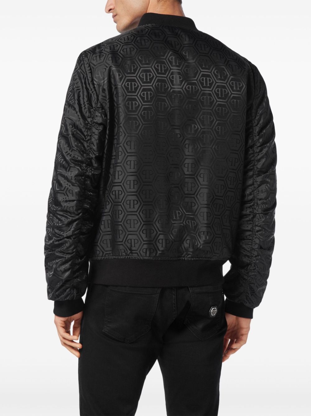 monogram-jacquard bomber jacket - 4