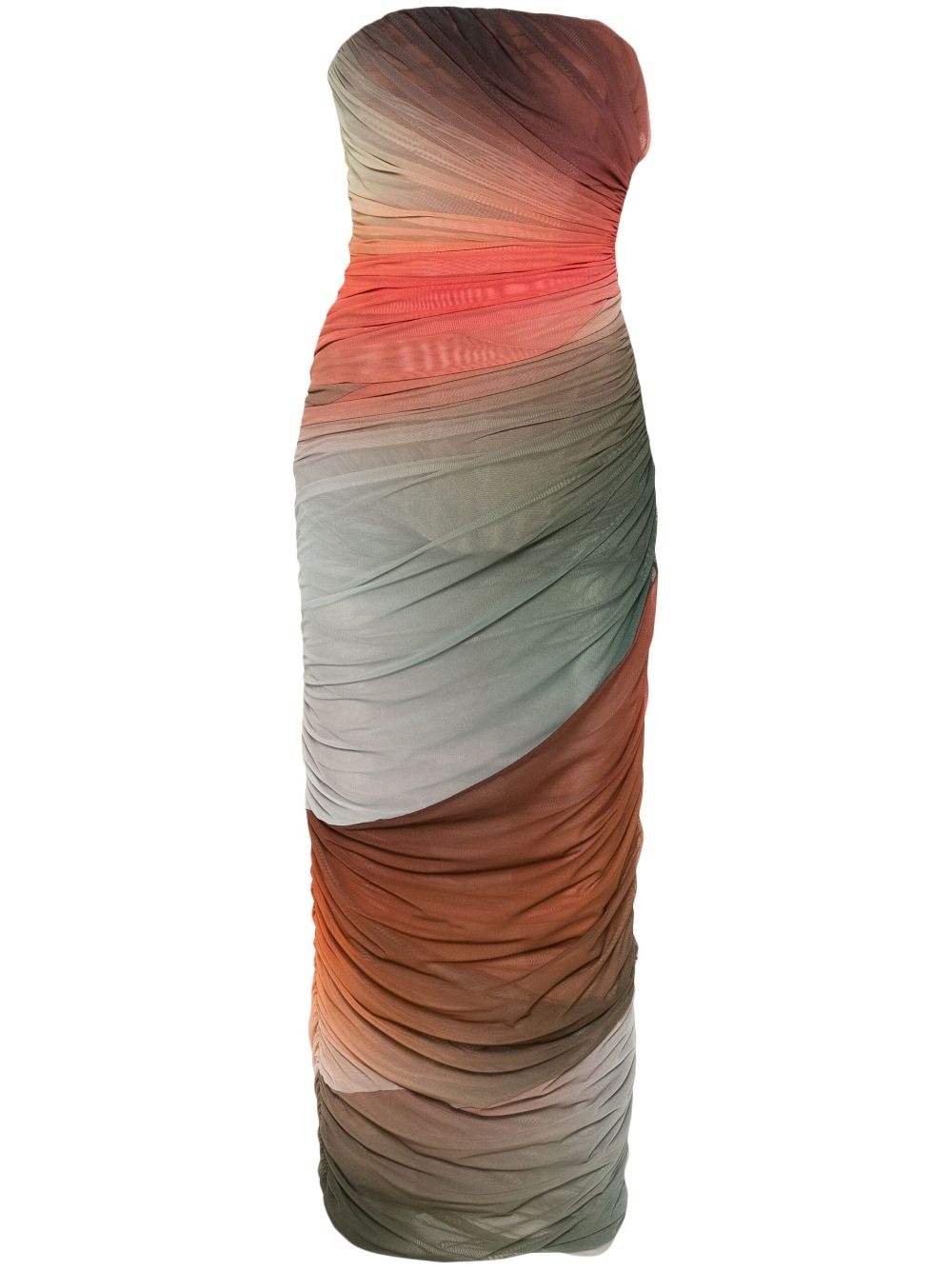 ruched-detail gradient midi dress - 1