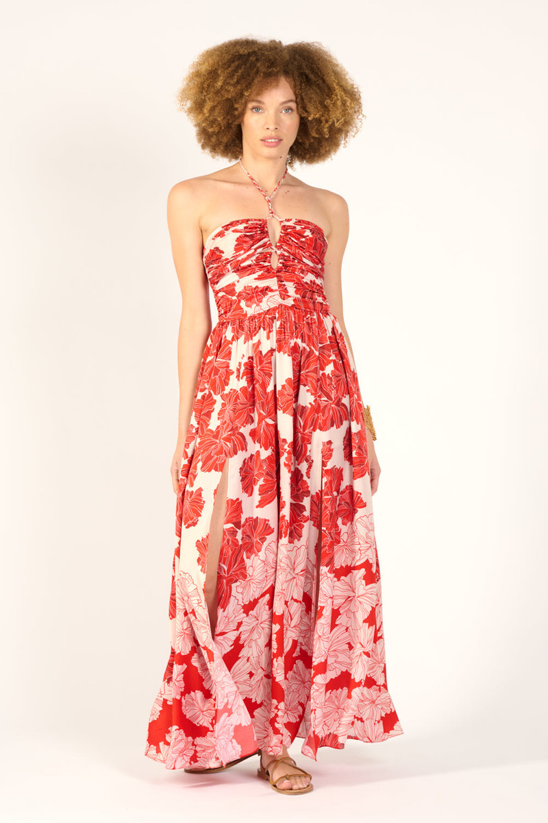 Long Dress Avril - Red Flower Bunch 1
