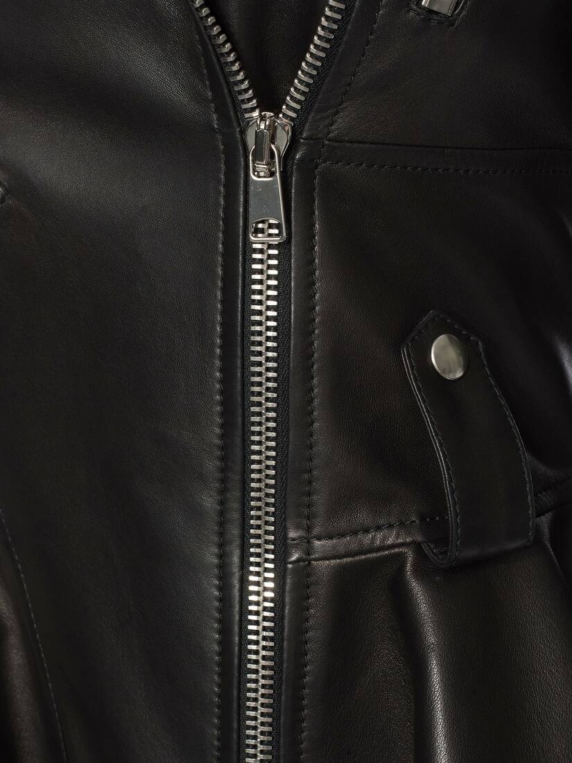 Women's Leather Biker Jacket in Black - 2
