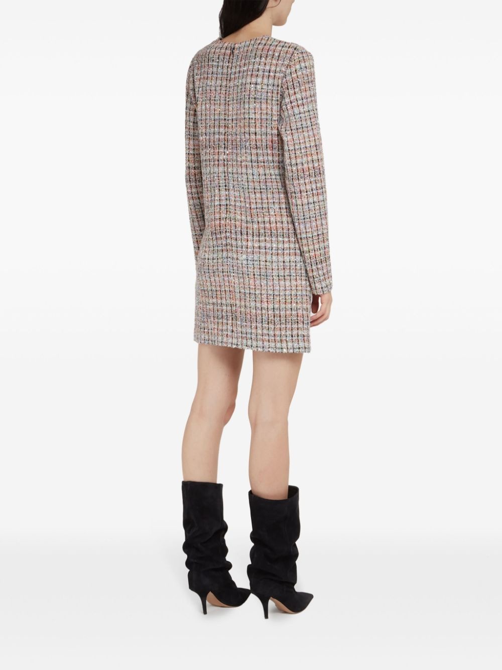 sequin-embellished checked mini dress - 4