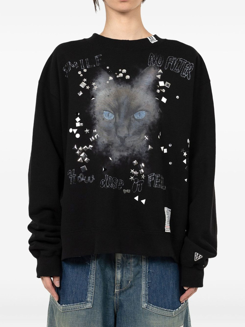 Maison MIHARAYASUHIRO cat-print embellished sweatshirt outlook