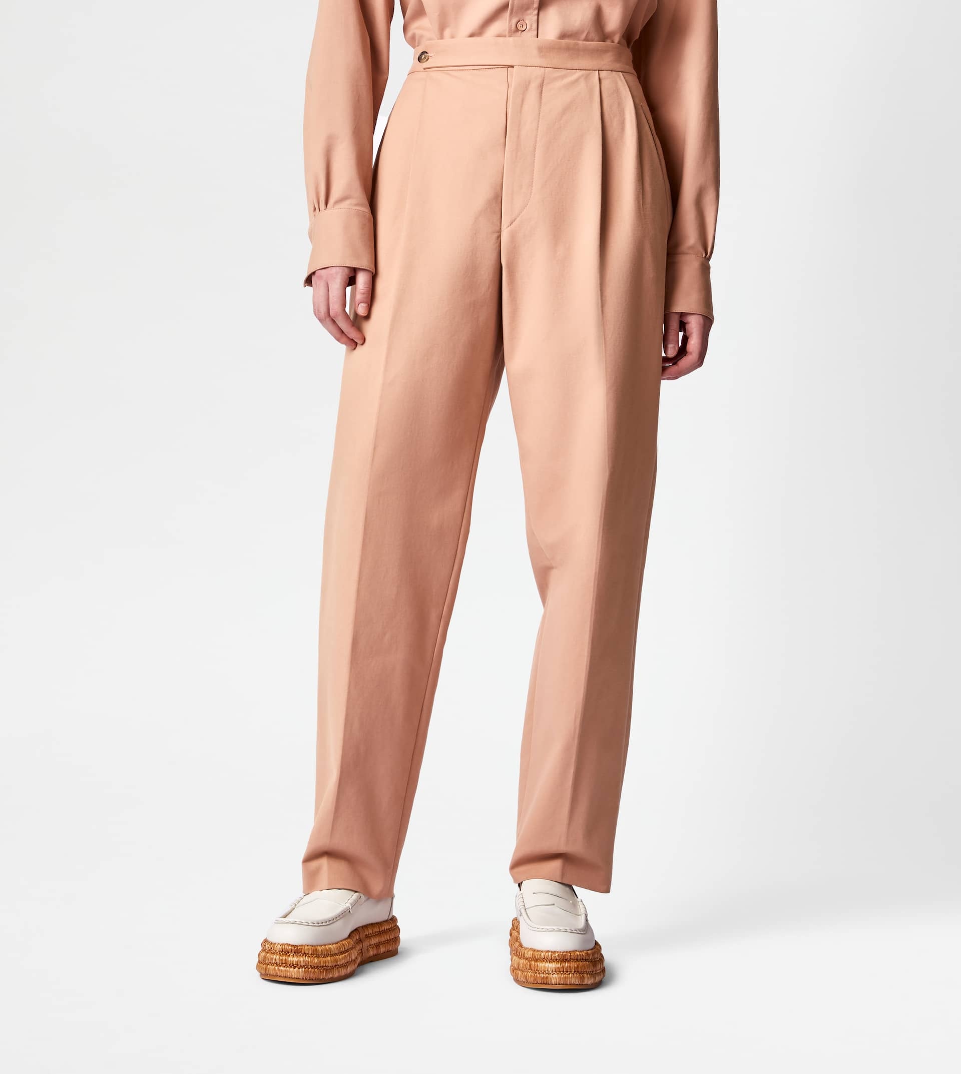 PANTS IN STRETCH COTTON - BEIGE - 4