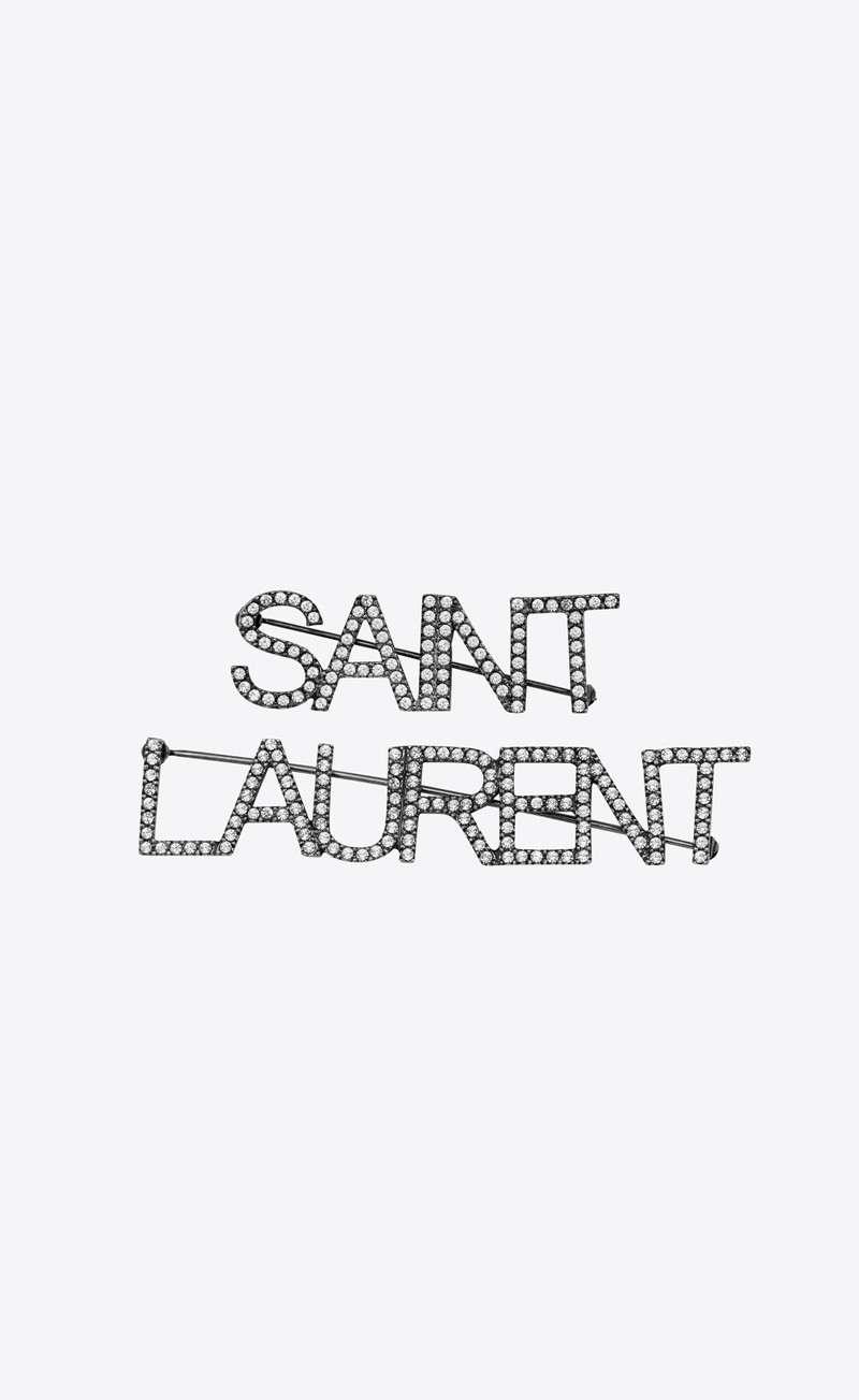 saint laurent brooches in brass and crystal 1