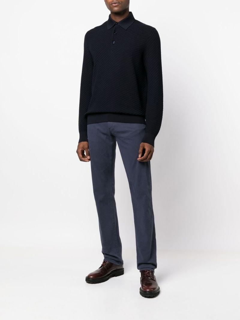 knit long-sleeve polo shirt - 2