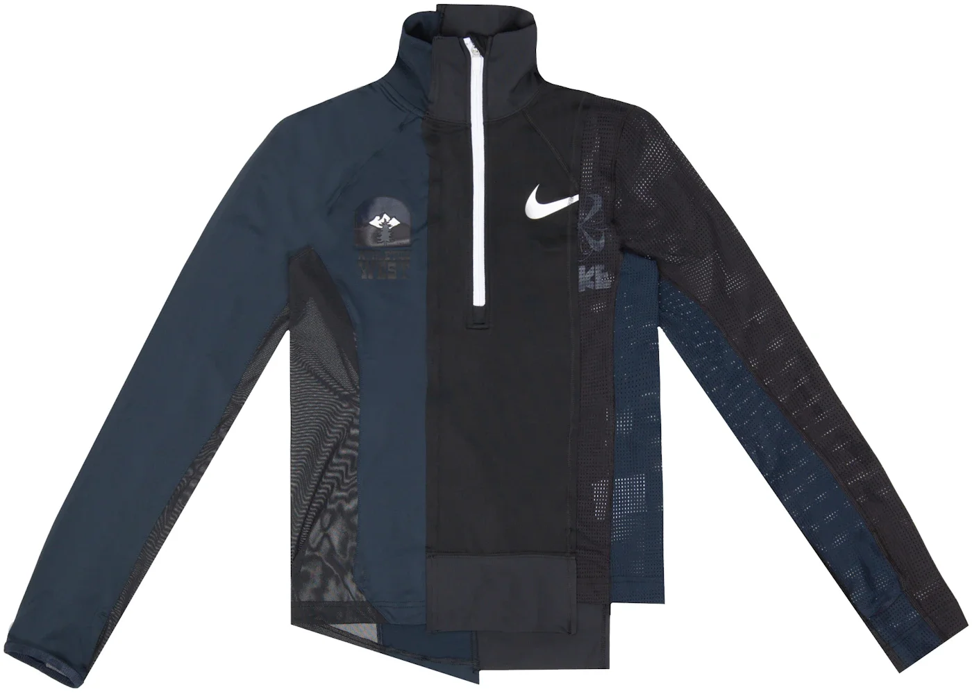 Nike x Sacai Women's Half Zip Running Jacket Black/Dark Obsidian - 1