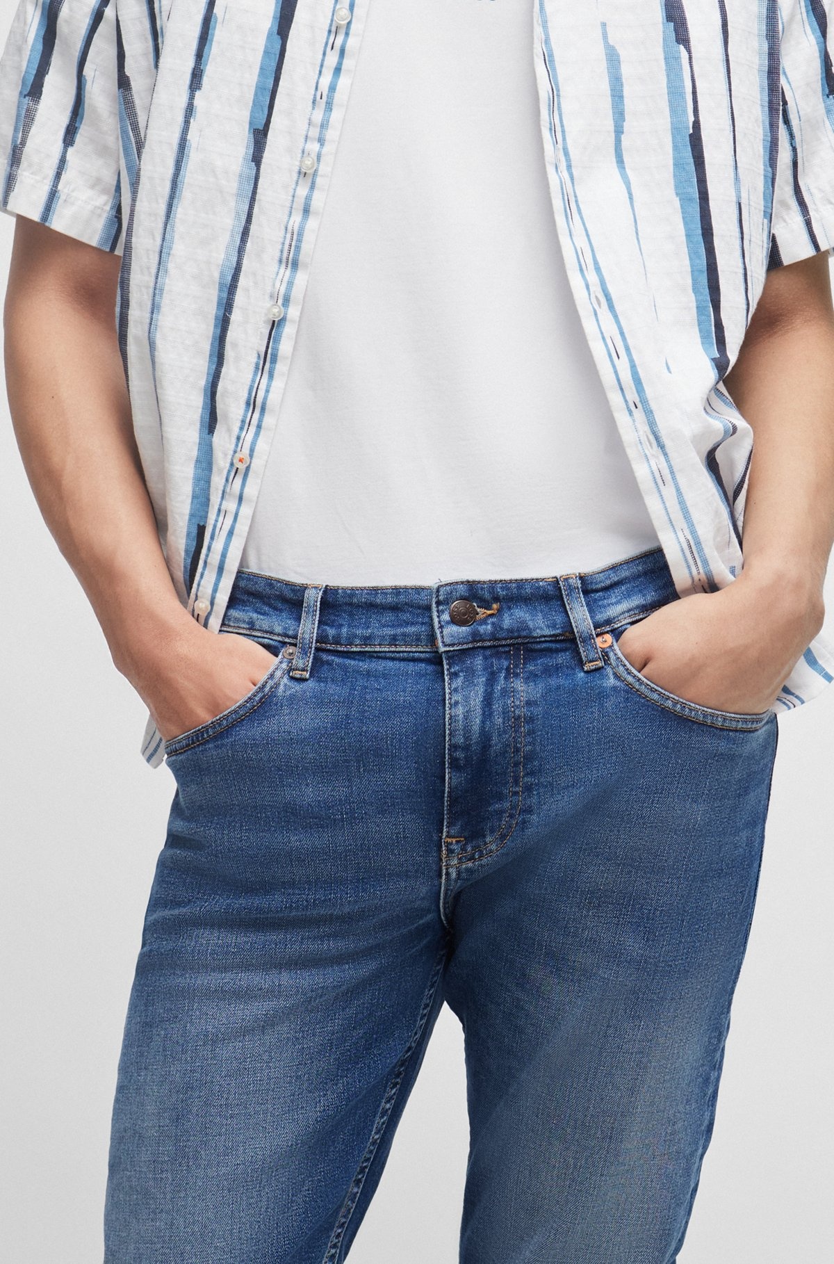 SLIM-FIT JEANS IN BLUE COMFORT-STRETCH DENIM - 5