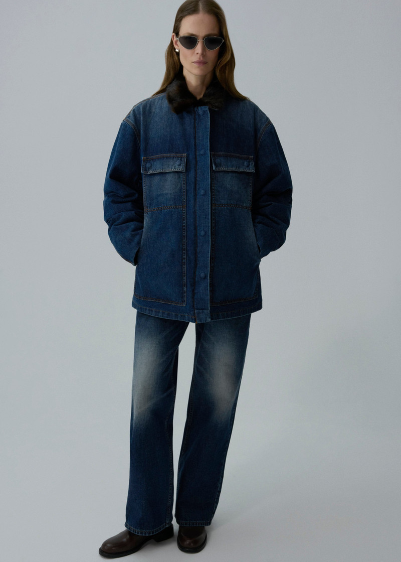 MAGDA BUTRYM Loose-leg faded denim pants in dark blue outlook