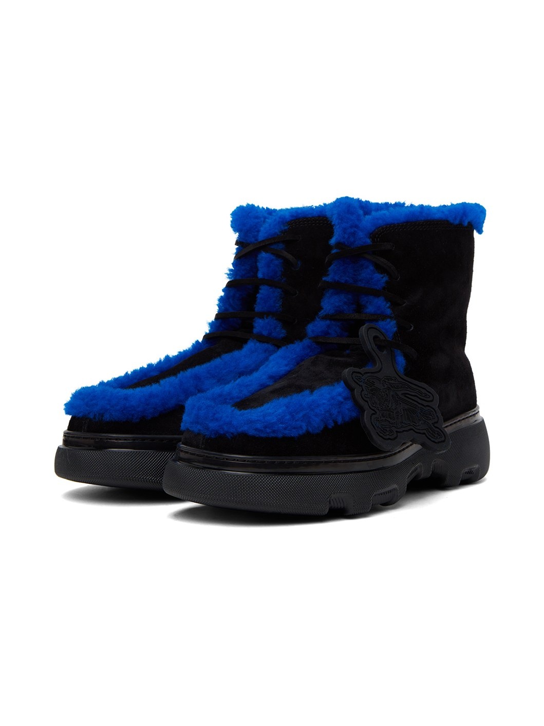 Black Shearling Creeper Boots - 5