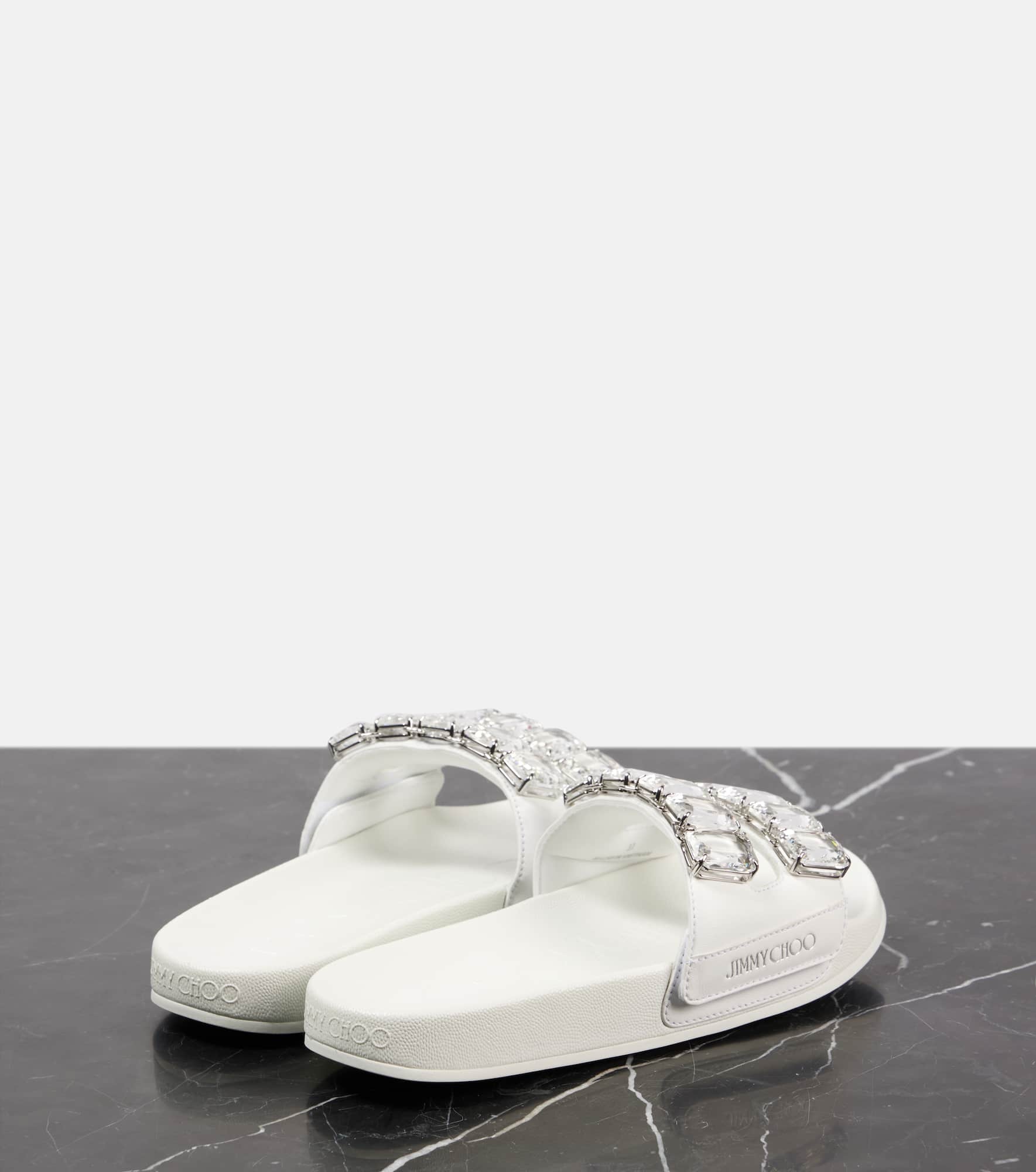 Fitz Crystal embellished leather slides - 2