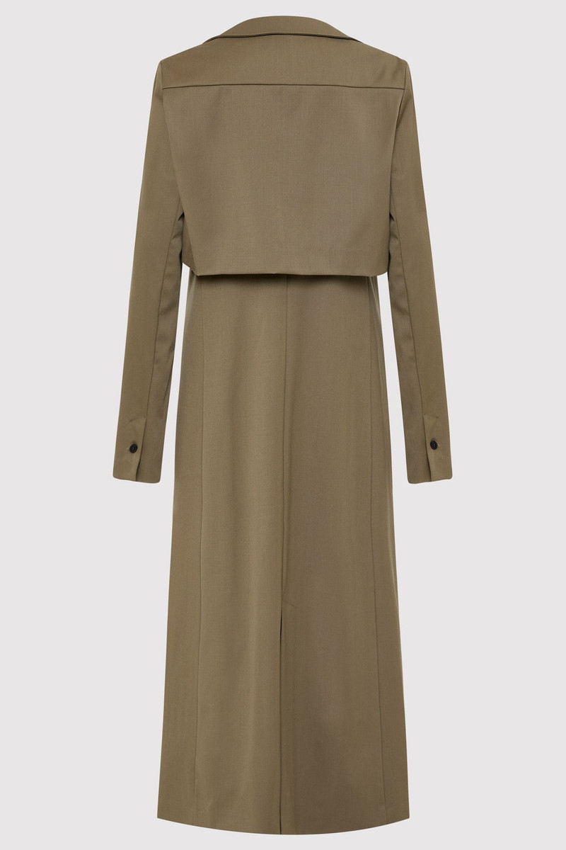 ST. AGNI Layered Wool Trench - Kelp outlook