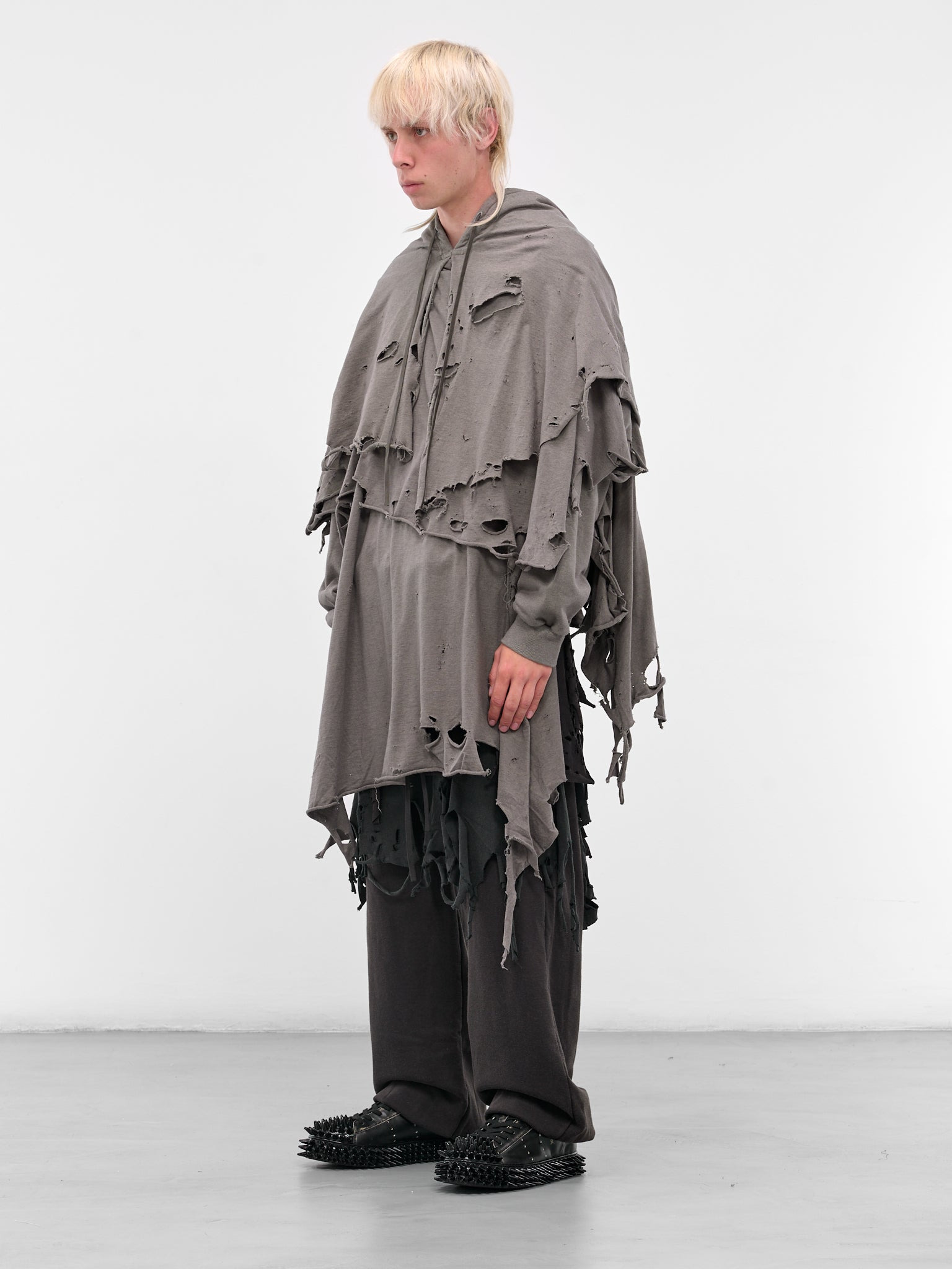 Gray Distressed Layering Hoodie - 2