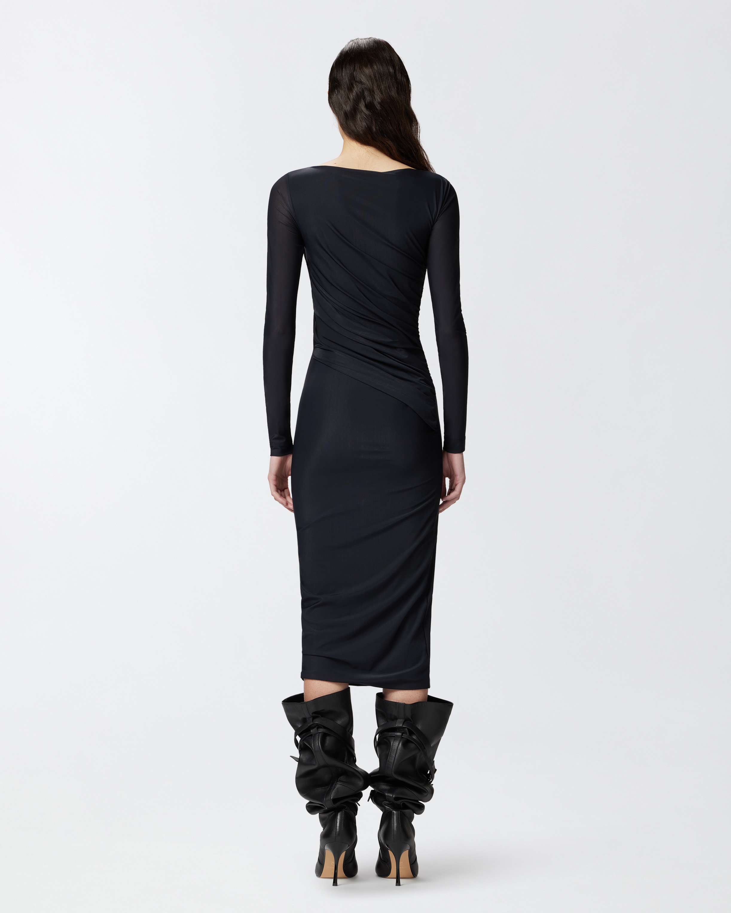 SLIM-FITTING CALF-LENGTH JERSEY DRESS - 4