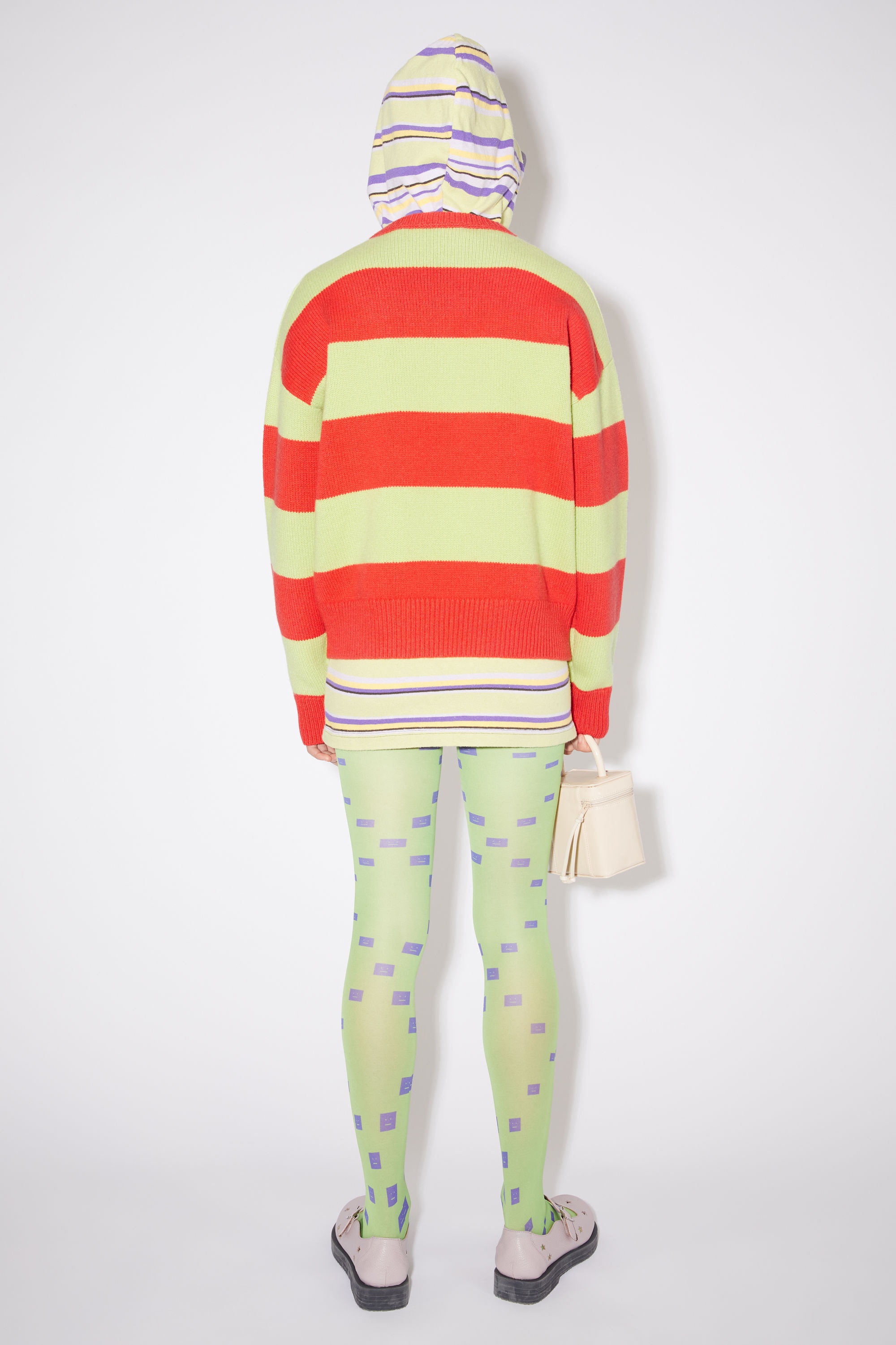 Crew neck jumper - Sharp red/pale green - 3