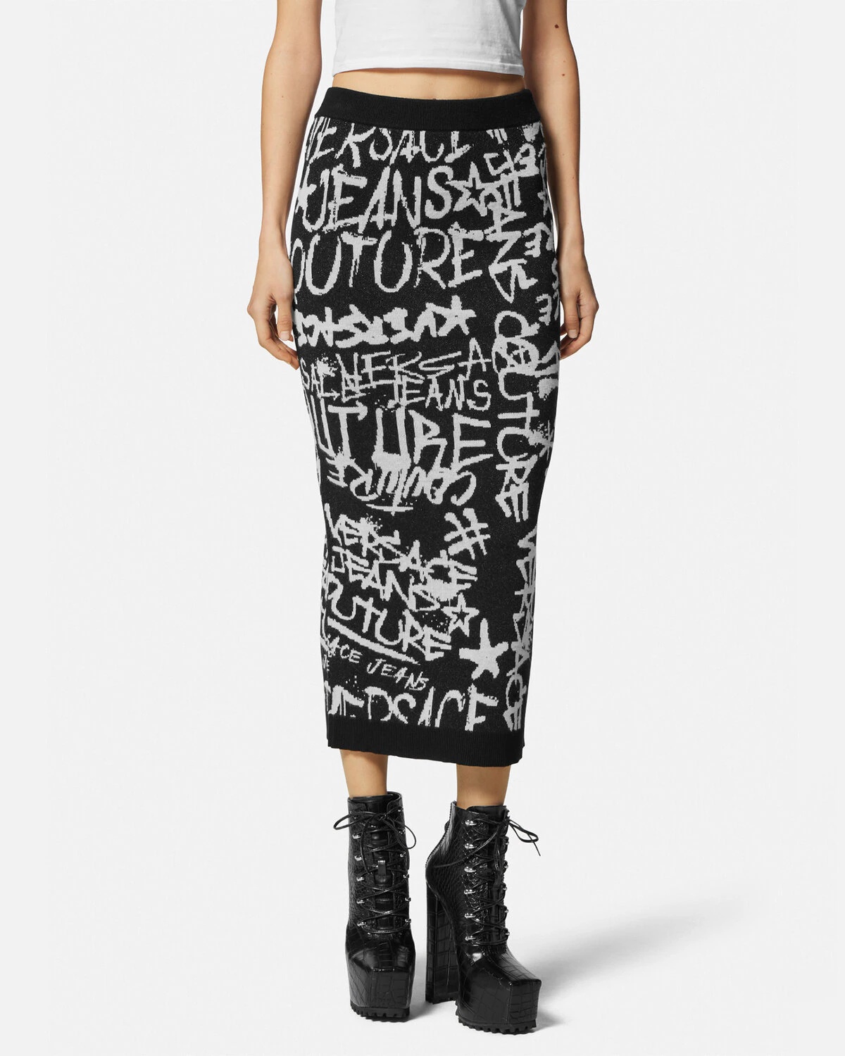 Graffiti Jacquard Midi Skirt - 3