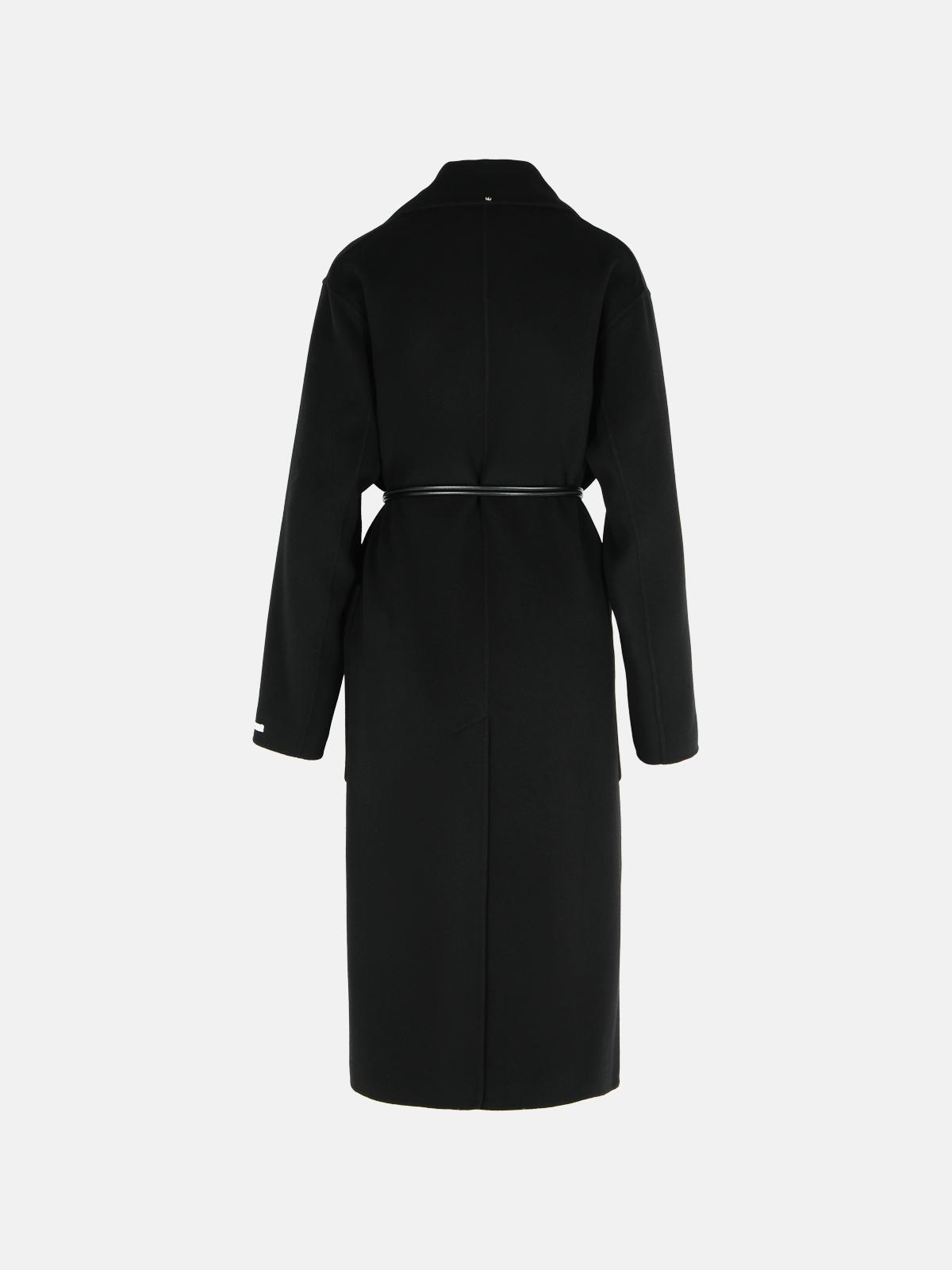 ABATE' BLACK VIRGIN WOOL ROBE COAT - 3