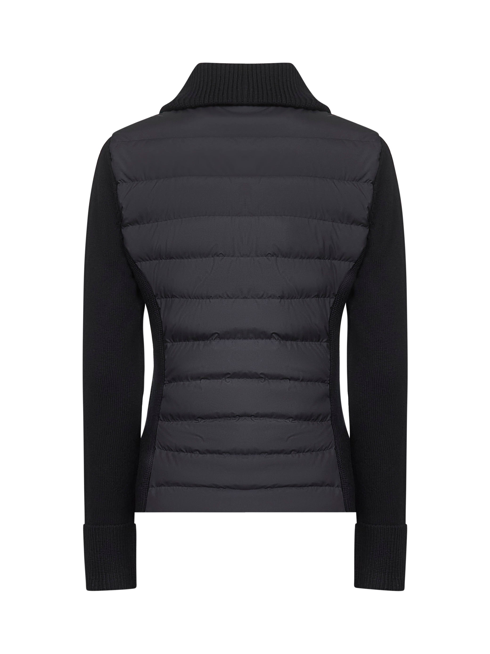 Moncler Women Black Wool Zip-Up Padded Cardigan - 2