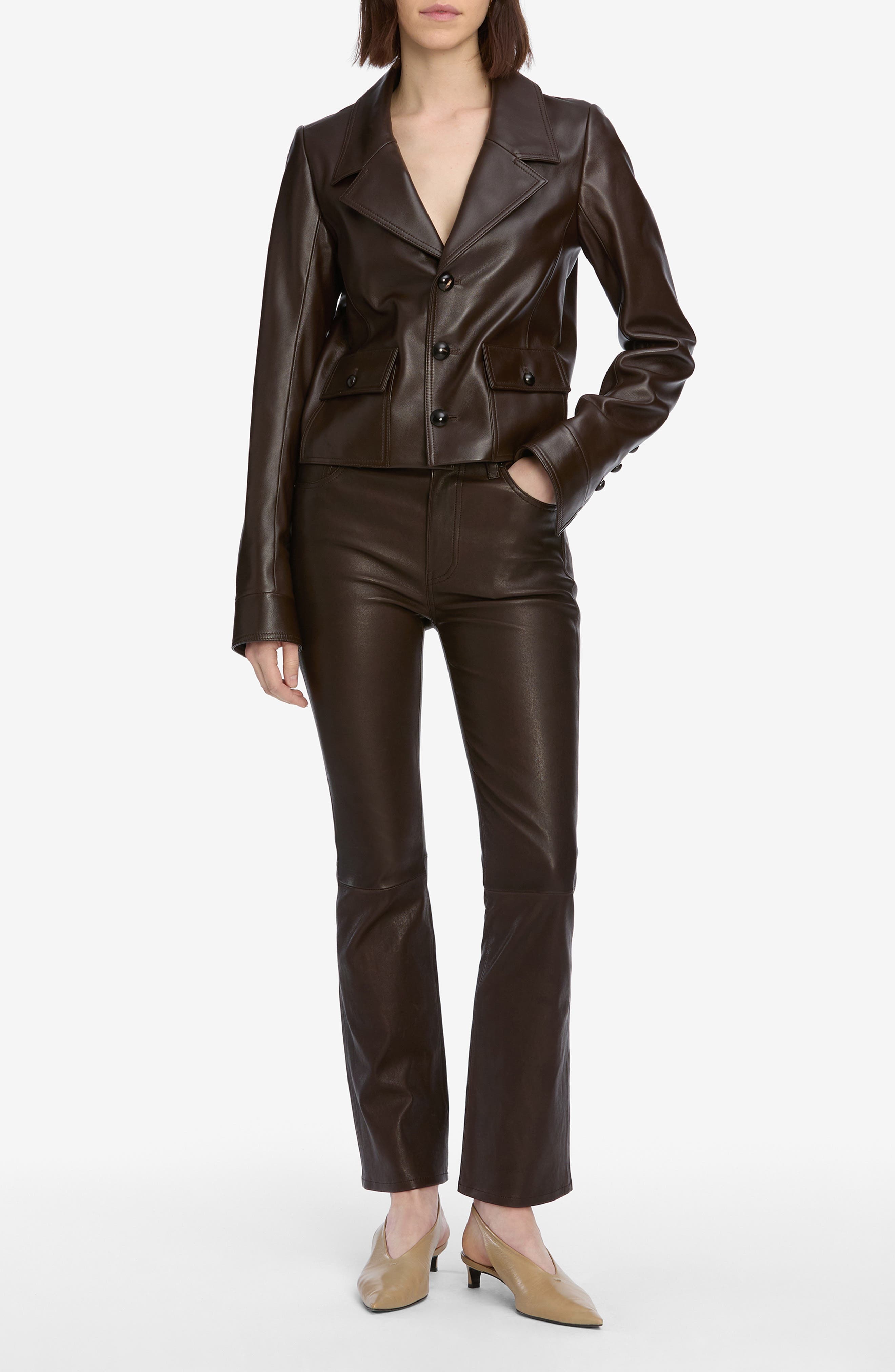 FRAME The Leather Reboot Crop Pants in Truffle at Nordstrom - 5