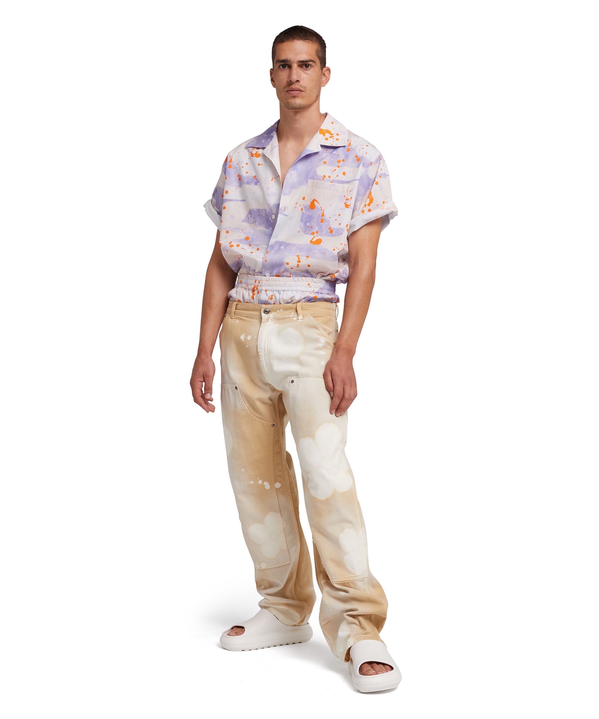 Poplin cotton shorts with "Dripping Camo" print - 5