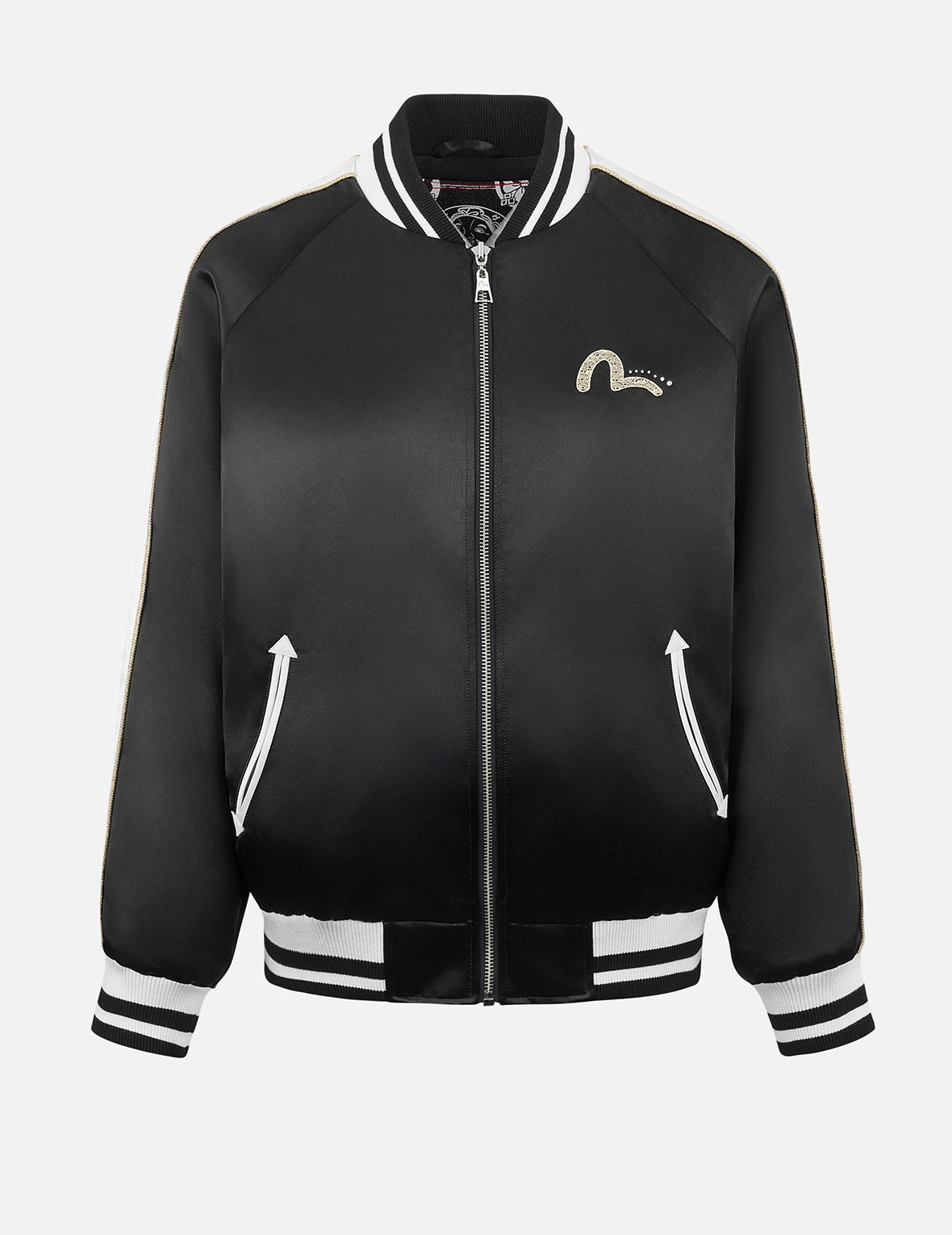 Hummingbird and Magnolia Flower Embroidery Loose Fit Souvenir Jacket - 2
