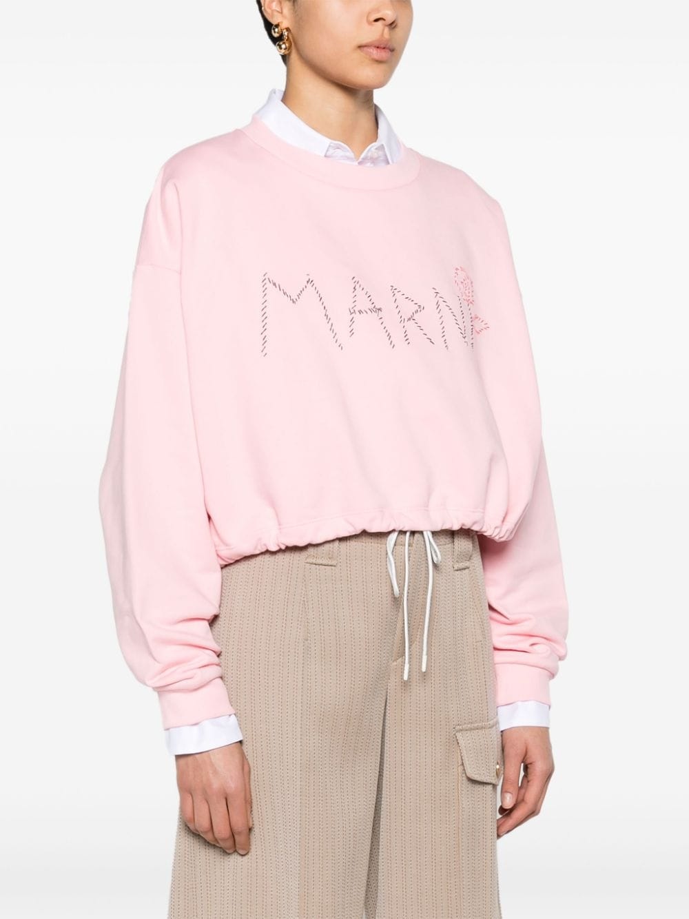 logo-embroidered cropped sweatshirt - 3