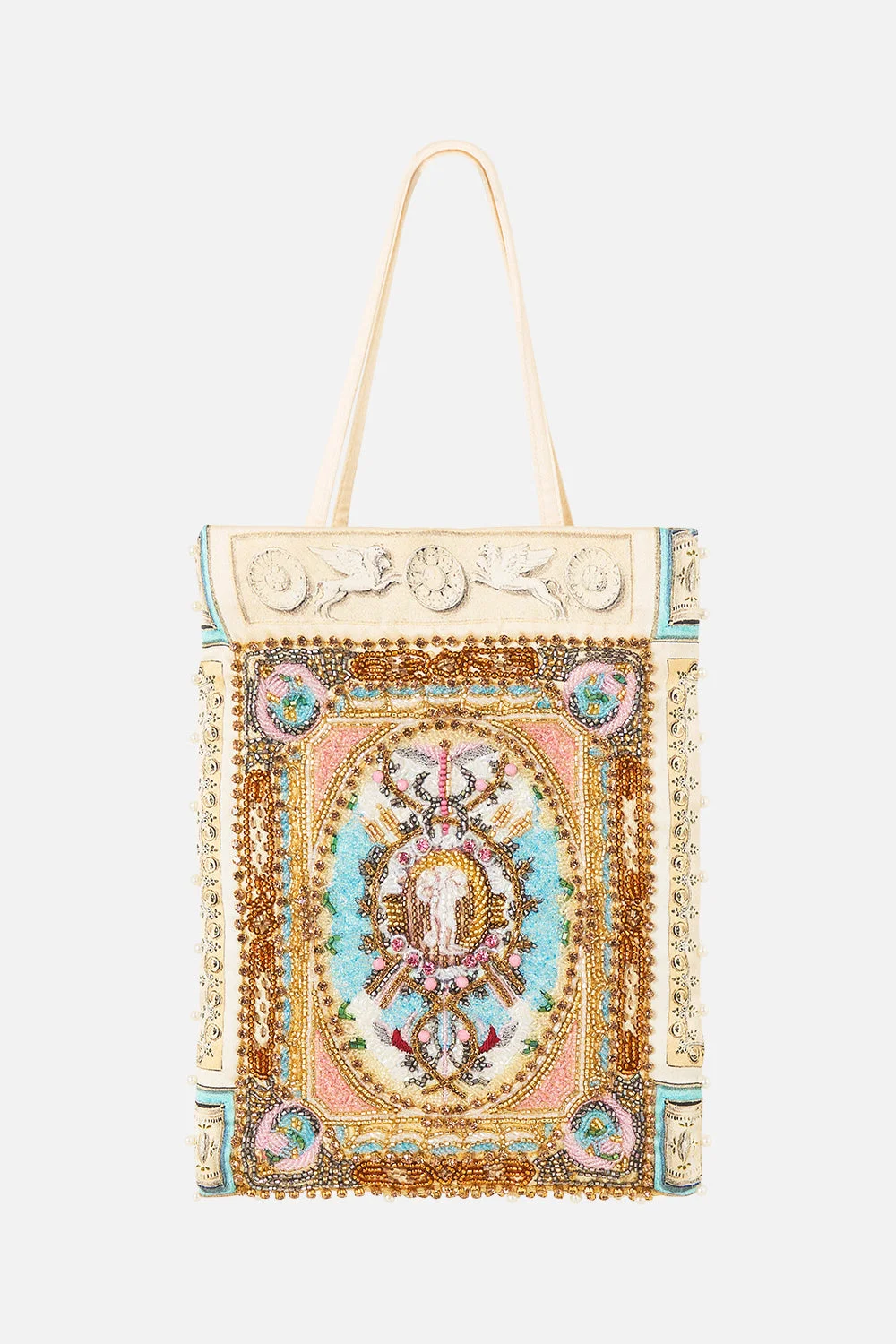 EMBELLISHED MINI TOTE WITH CHAIN STRAP - 1