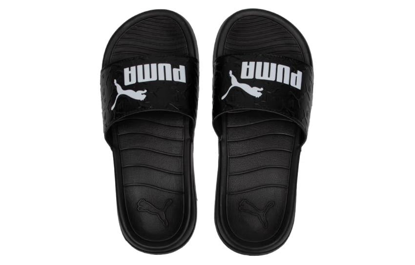 PUMA Popcat 20 Superlogo Slides 'Black White' 395420-01 - 4
