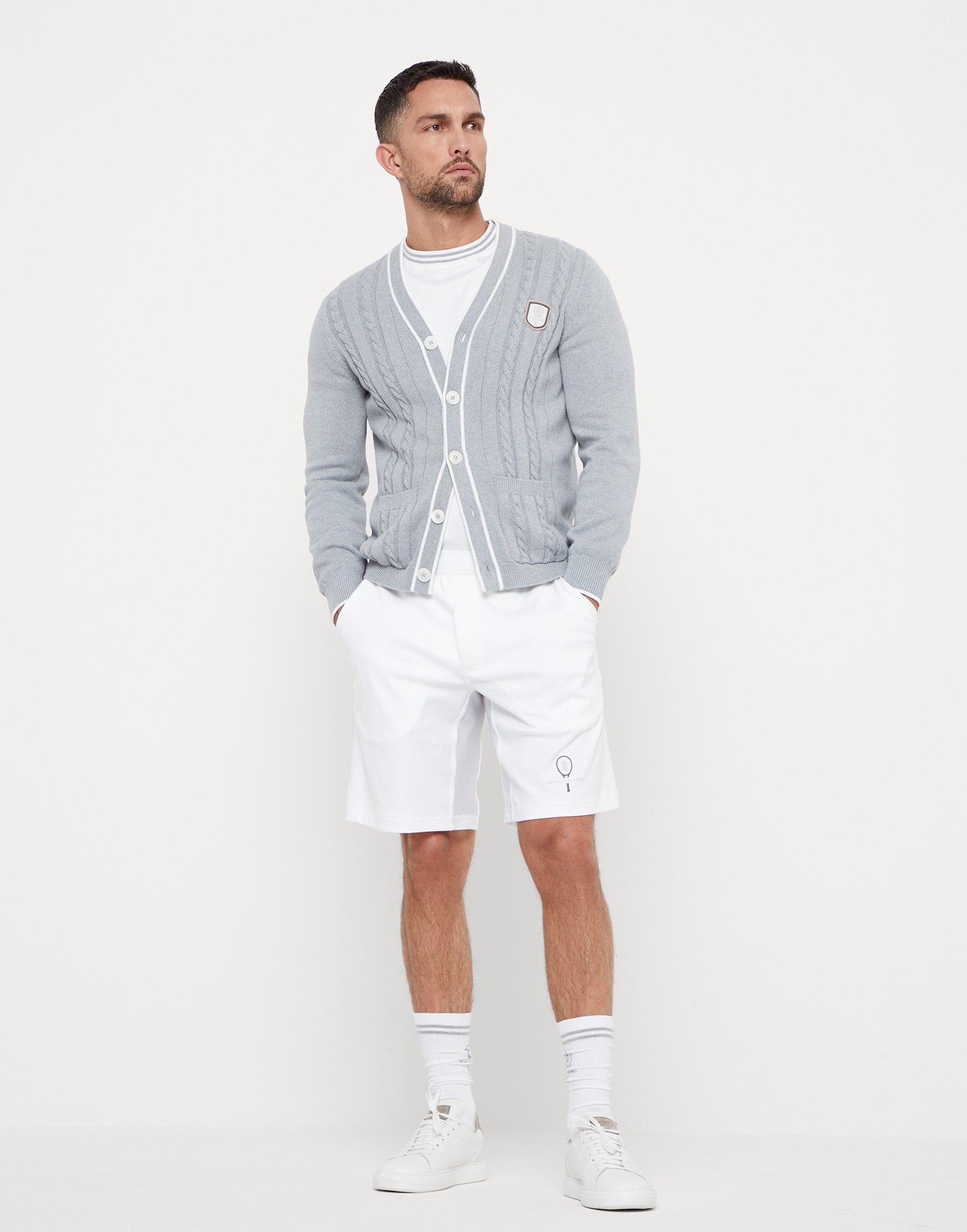 Cotton interlock Bermuda shorts with tennis logo - 4