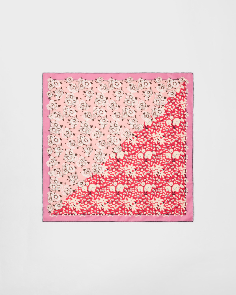 Printed silk twill scarf, 55 X 55 cm 3