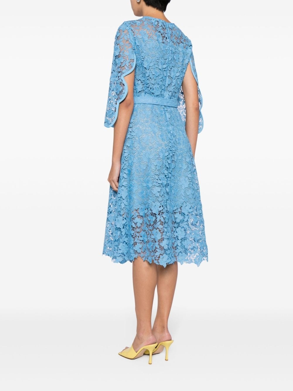 floral-lace belted midi dress - 4