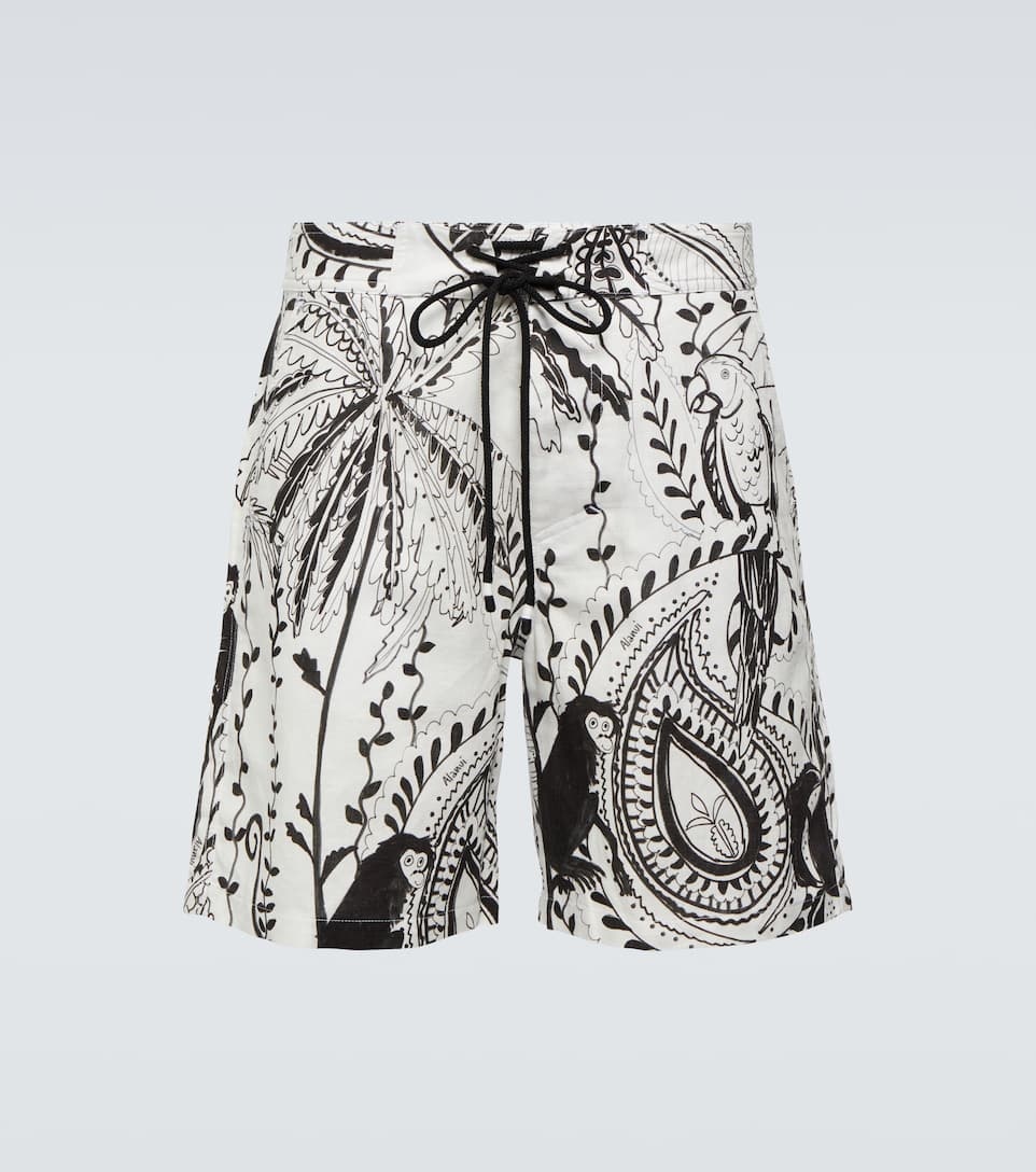 Printed cotton and linen shorts - 1