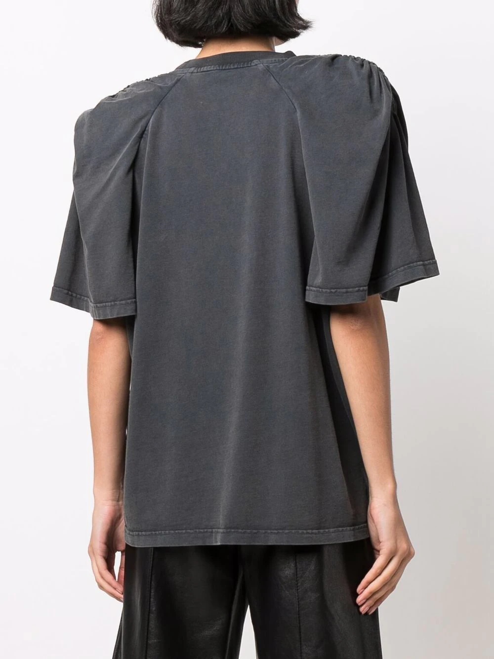 ruched-shoulder T-shirt - 4