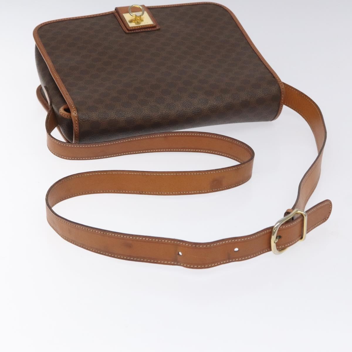 CELINE Macadam Canvas Shoulder Bag Pvc Leather Brown - 7