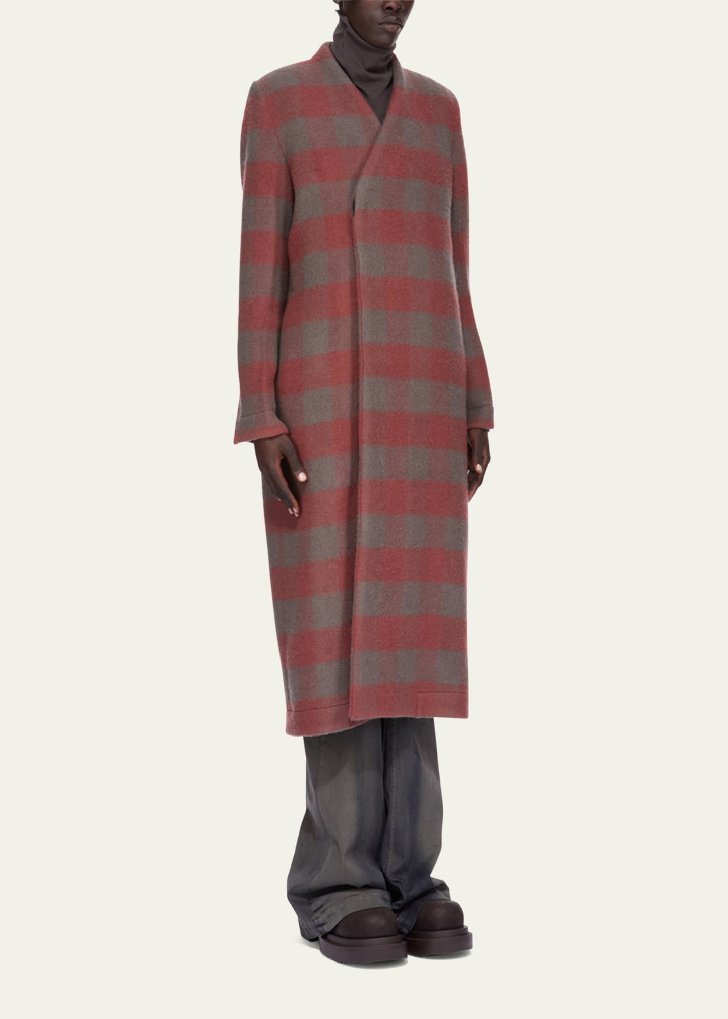 Plaid Double-Breasted Outercoat - 4