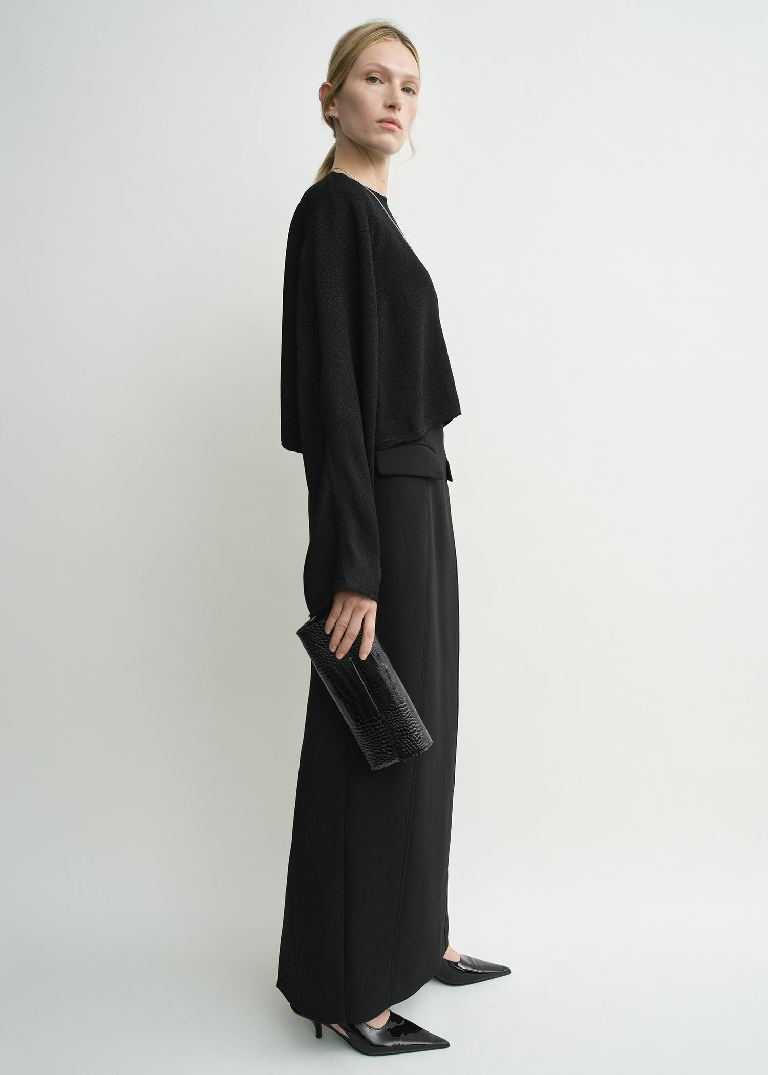 Cropped sablé blouse black - 3