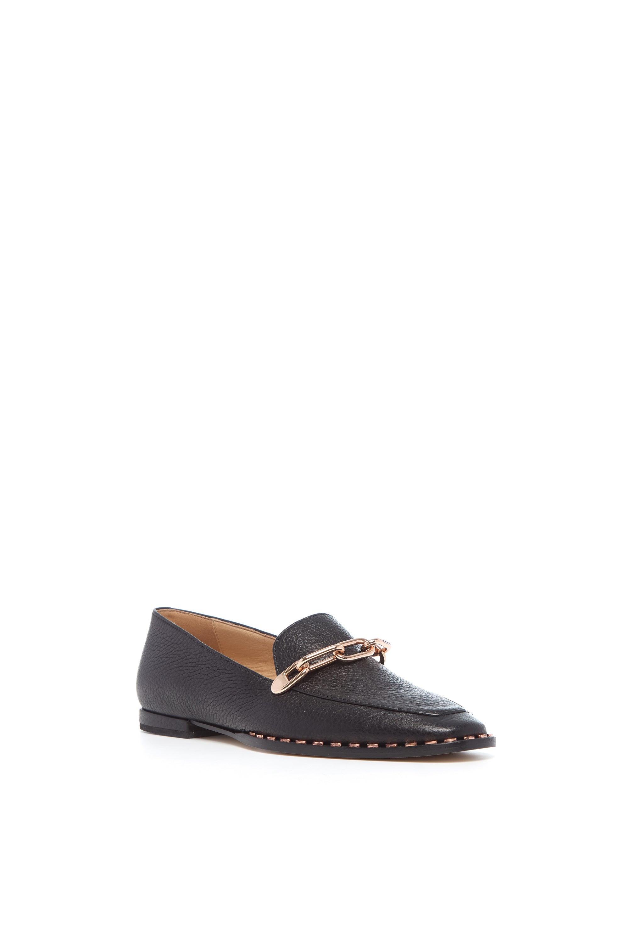 Larisa Loafer in Black Textured Leather - 2