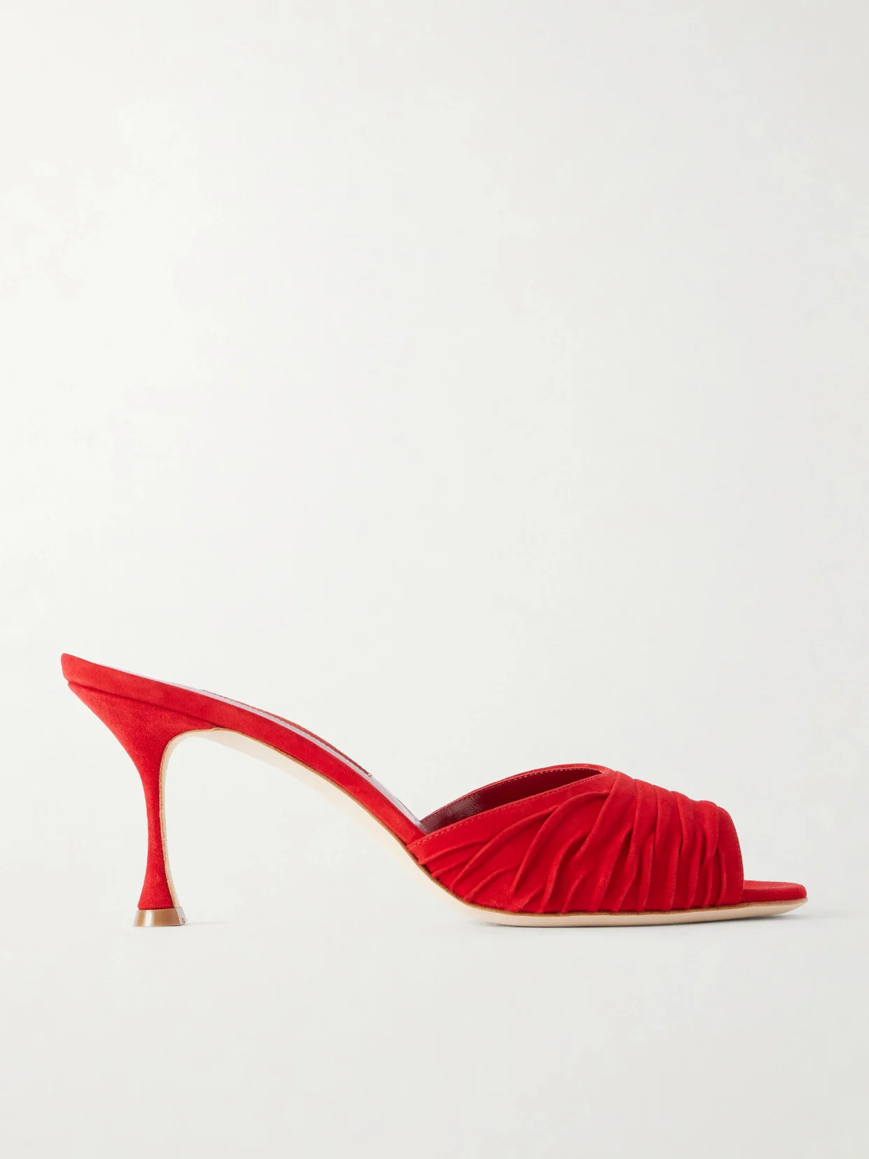 Pirua 70 Ruched Suede Mules - 1